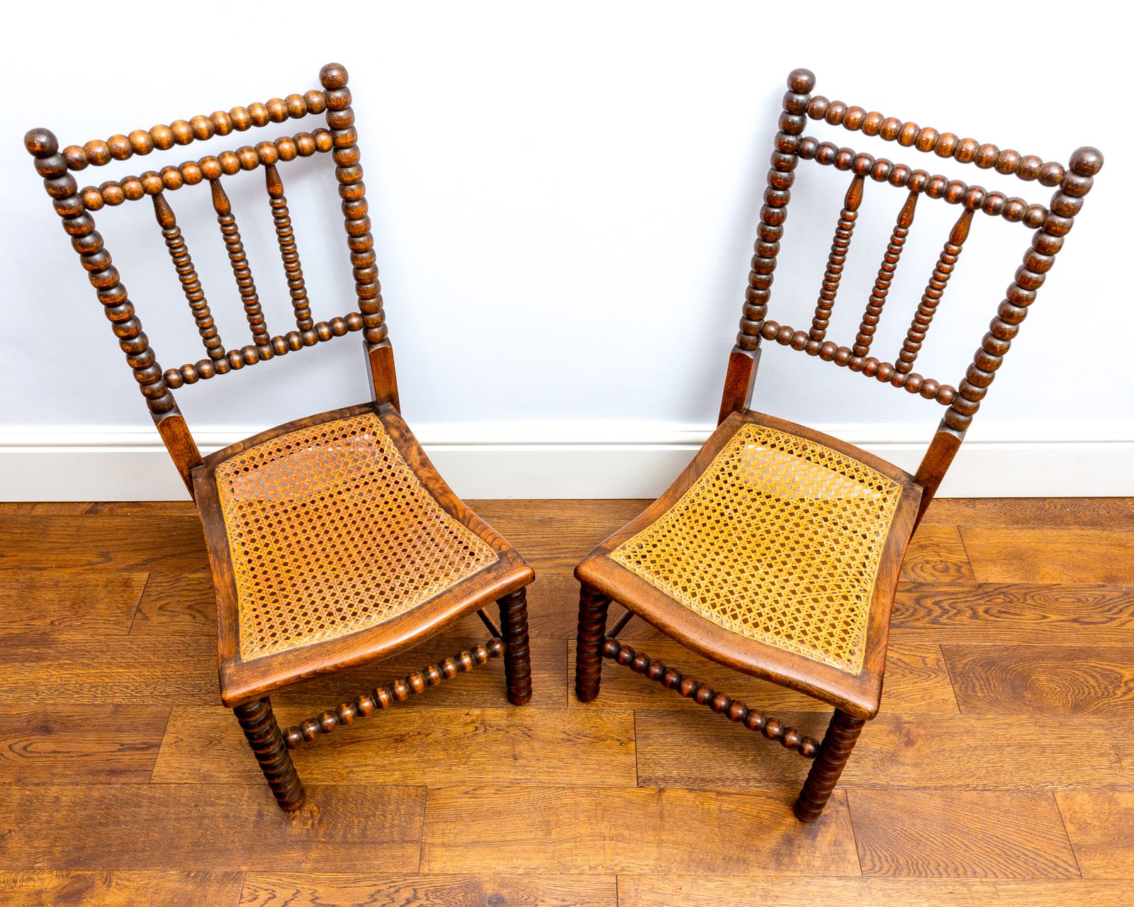 photo vinterior Rare Pair Of Victorian Initialed 1800s Bobbin Turned Chairs By Bowen And Mallon