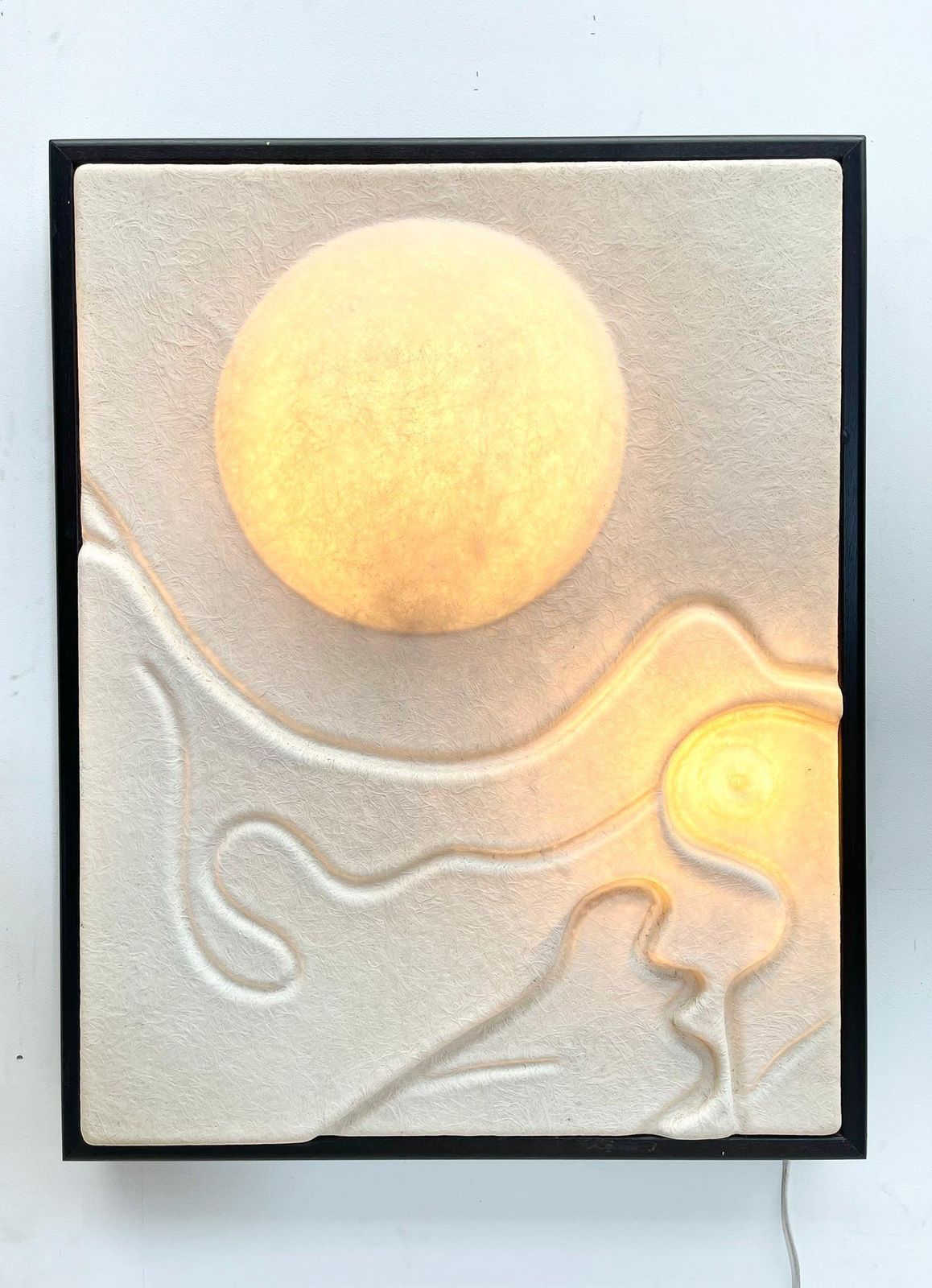 Decorative Lightning Wood And Fiberglass Panel, 1980s photo vinterior