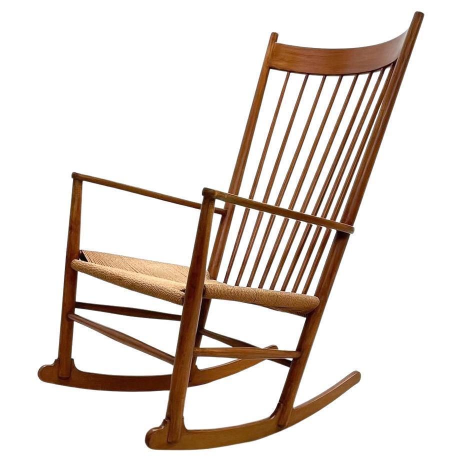 Mid Century Modern Scandinavian Rocking Chair Model J16 By Hans Wegner, 1960s