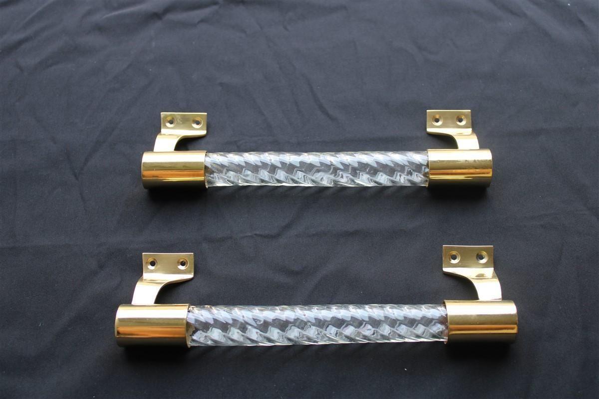 Pair Of Mid Century Italian Handles Brass Glass Murano 1940s Gold Venini Italy photo furniture