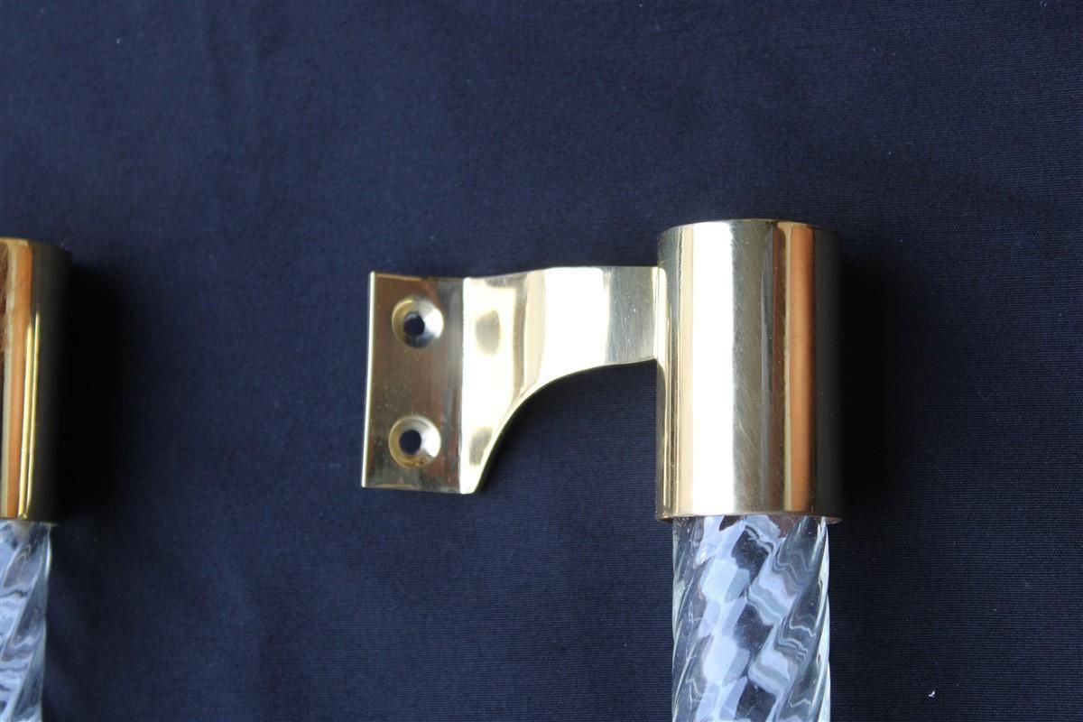 Pair Of Mid Century Italian Handles Brass Glass Murano 1940s Gold Venini Italy photo for sale