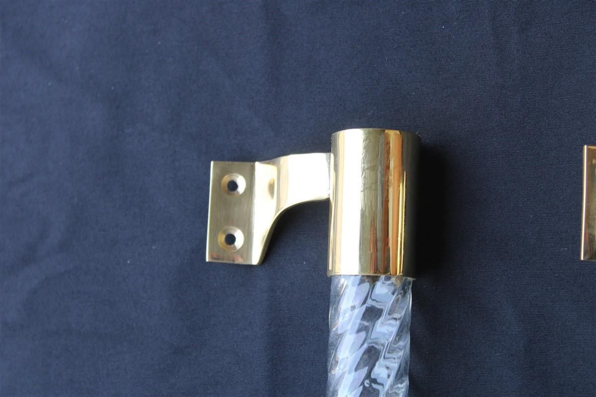 Pair Of Mid Century Italian Handles Brass Glass Murano 1940s Gold Venini Italy photo Lighting