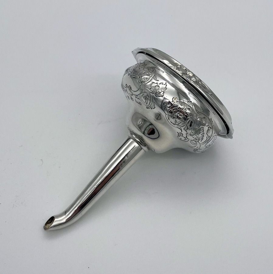 Mid 19th Century Antique Victorian Sterling Silver Wine Funnel Sheffield Circa 1850 Maker Roberts And Hall photo Home Decor
