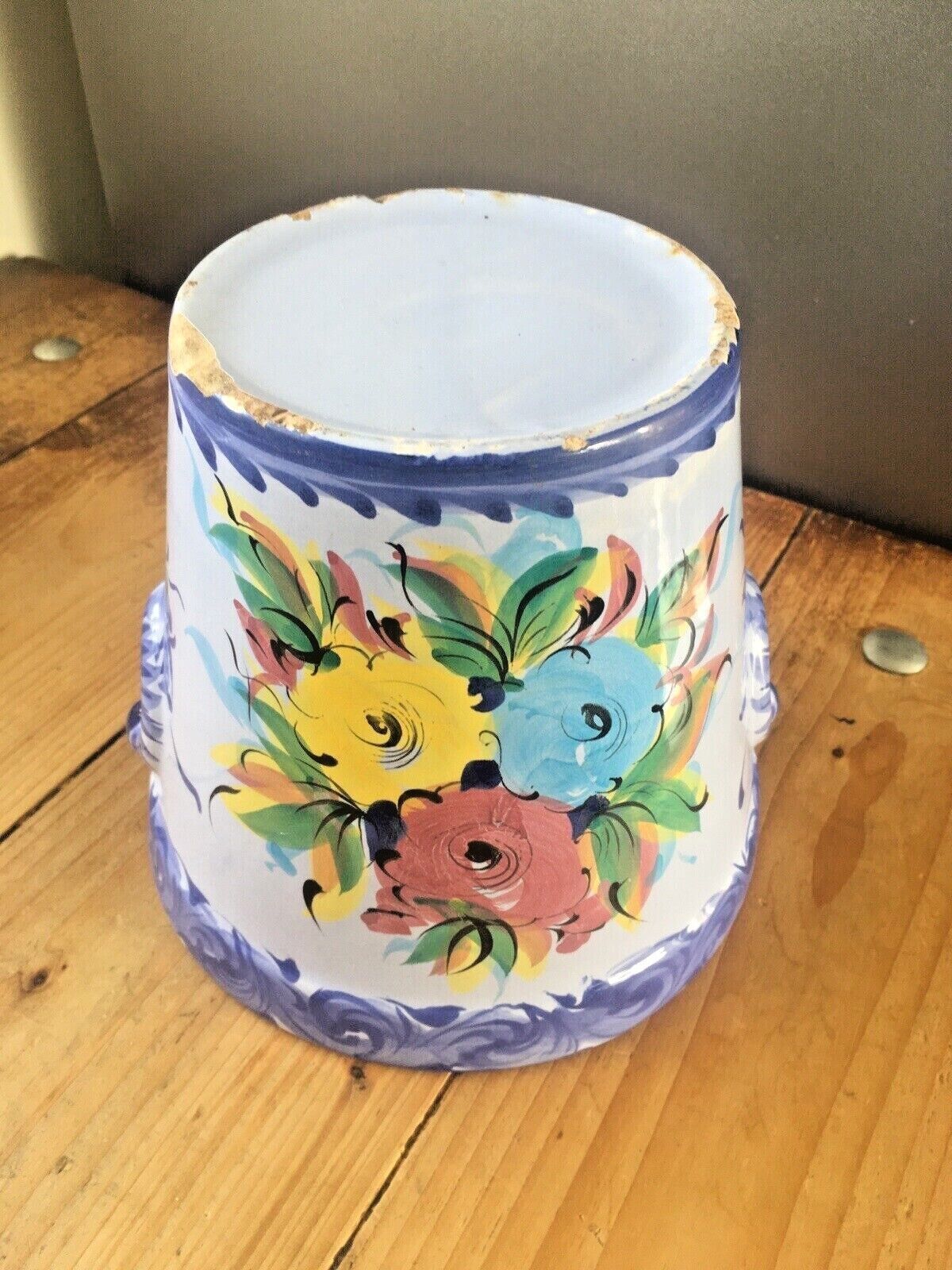 photo for sale Vintage 60s Vestal Alcobaca Portugal Floral Pottery Planter Plant Pot 70's Retro