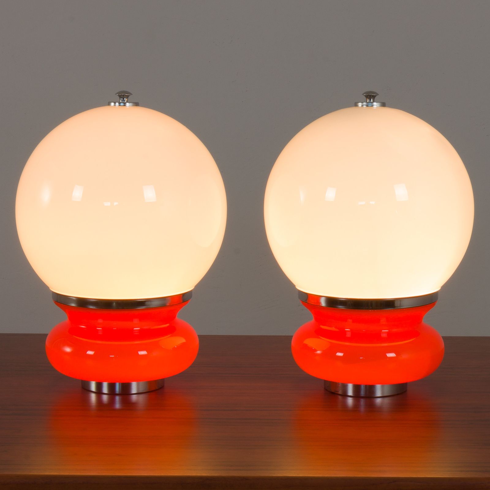 Pair Italian Space Age Mazzega Murano Glass Table Lamps Attr. To Carlo Nason, Italy, 1970s photo for sale