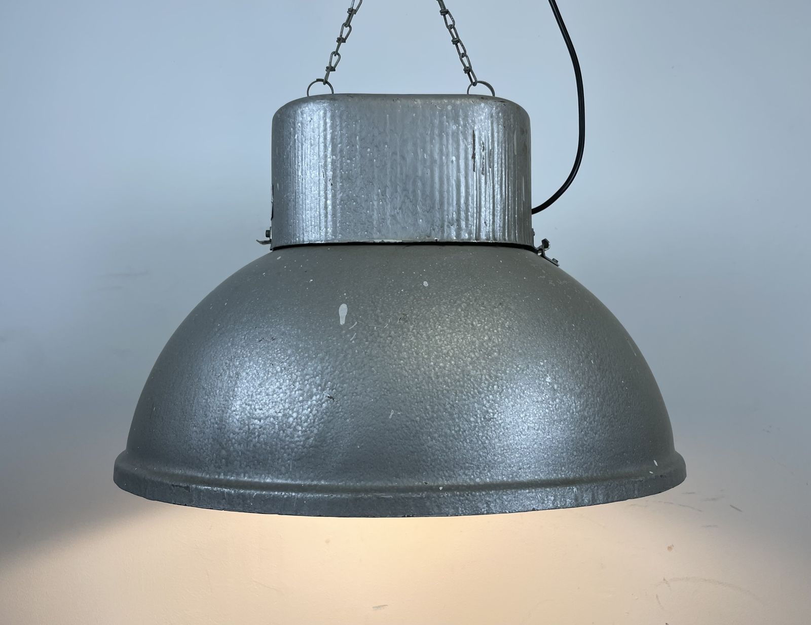 Large Oval Industrial Polish Factory Pendant Lamp From Mesko, 1970s photo Lighting