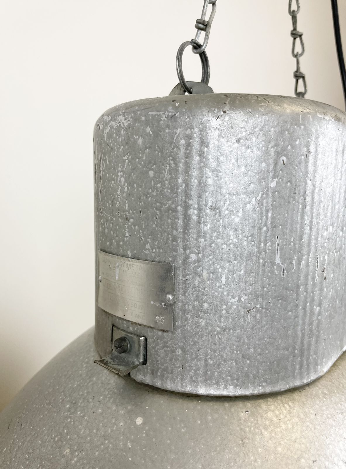 Large Oval Industrial Polish Factory Pendant Lamp From Mesko, 1970s photo buy
