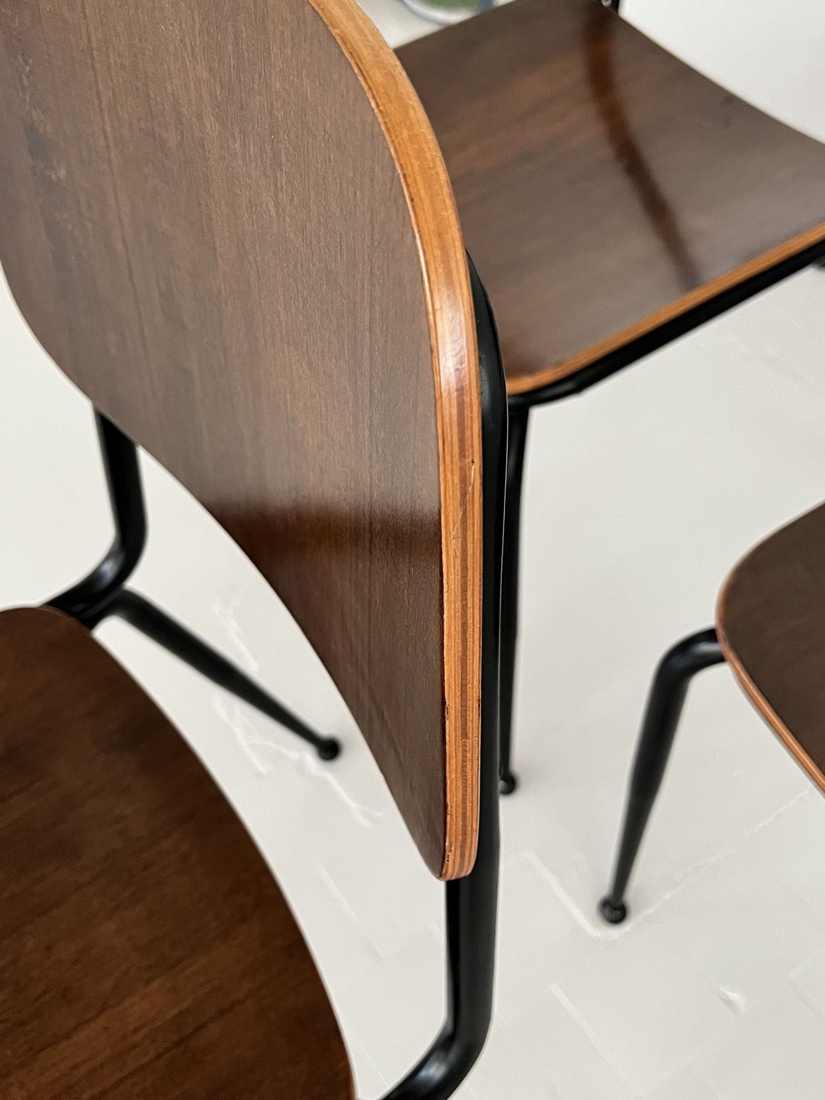 Italian Midcentury Plywood Nutwood Chairs By Velca Legnano, 1960s photo furniture