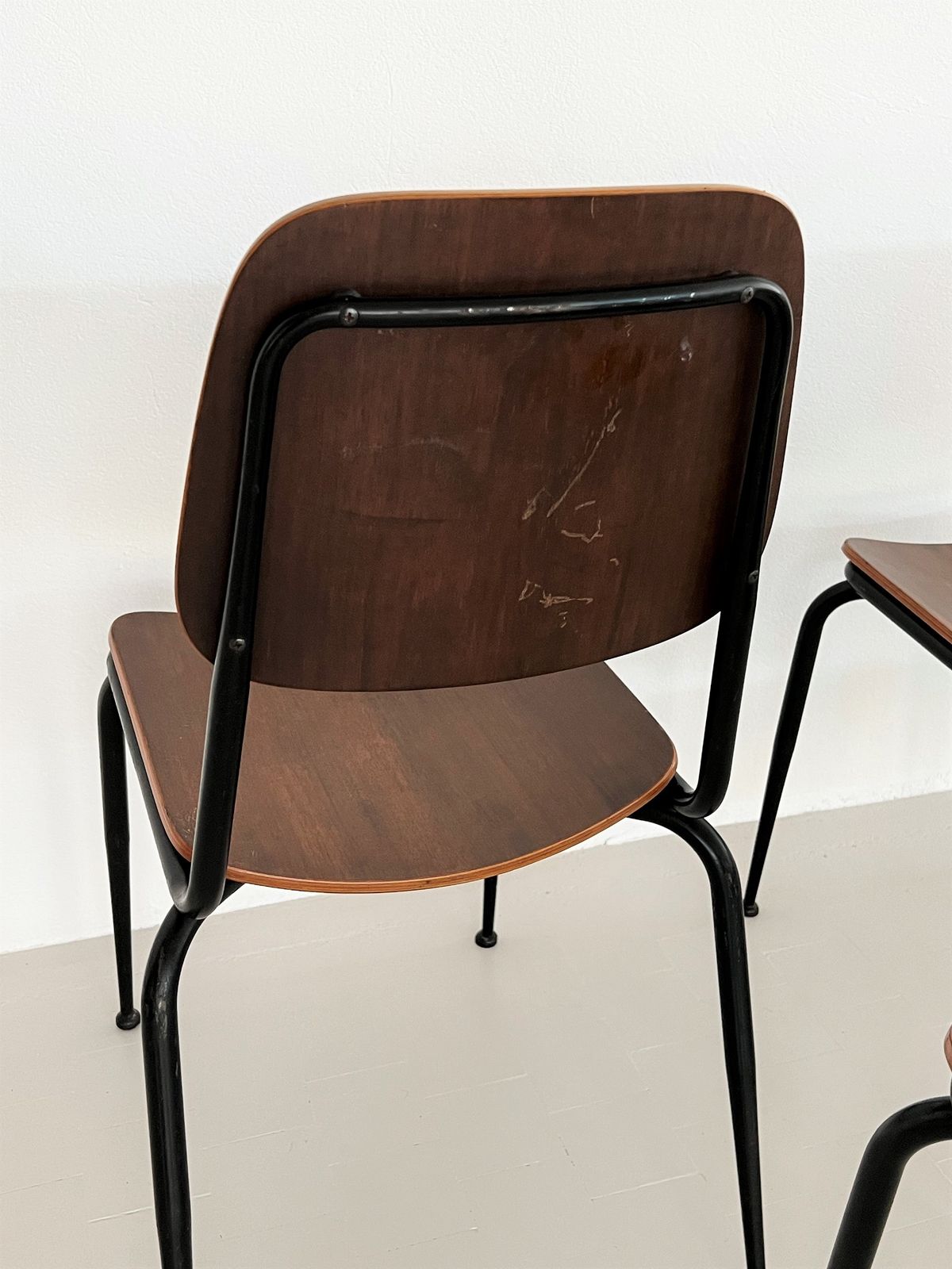 2455.2 Italian Midcentury Plywood Nutwood Chairs By Velca Legnano, 1960s photo