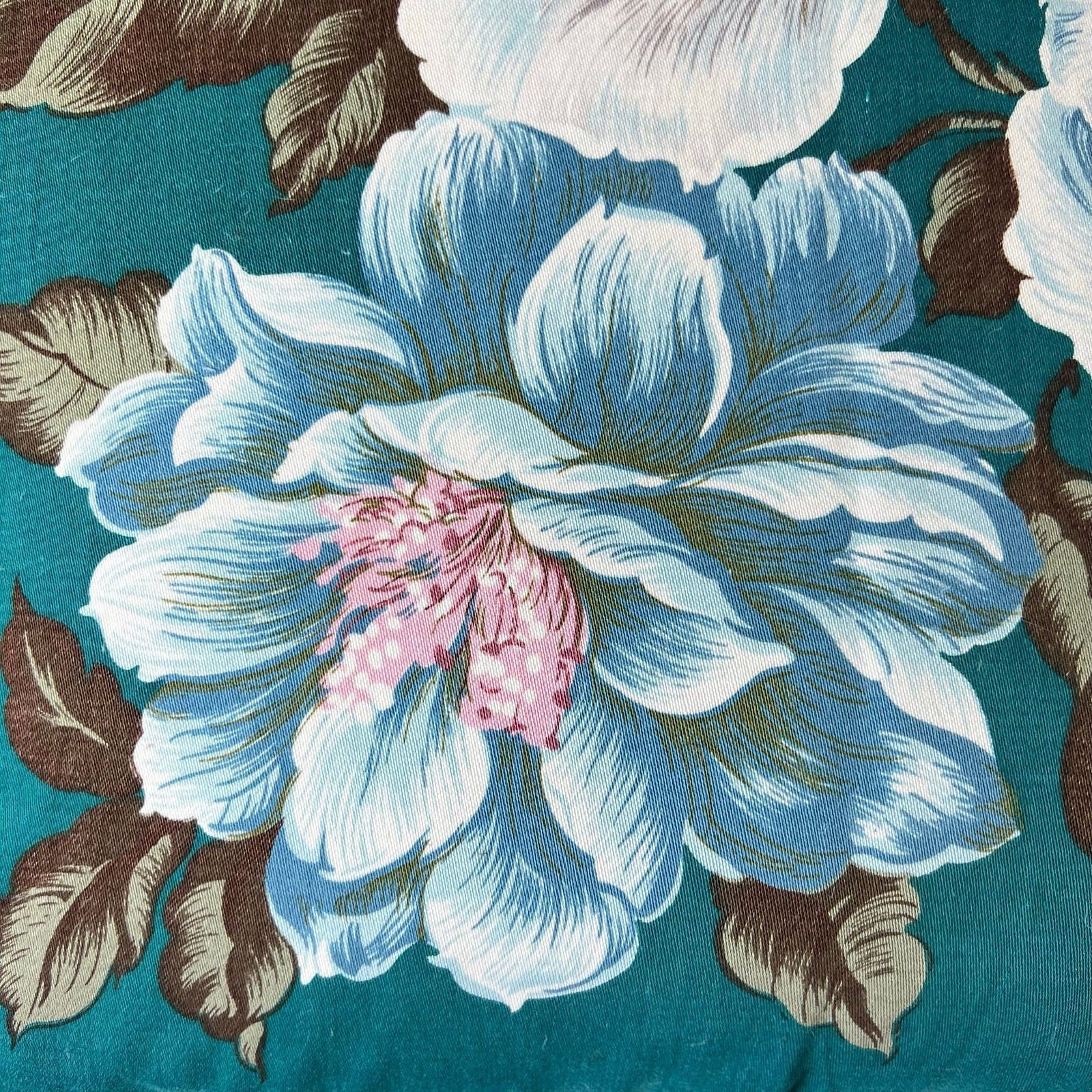 Set Of Four Stunning Mid Century Floral Scatter Cushions  Electric Blue Teal photo vintage