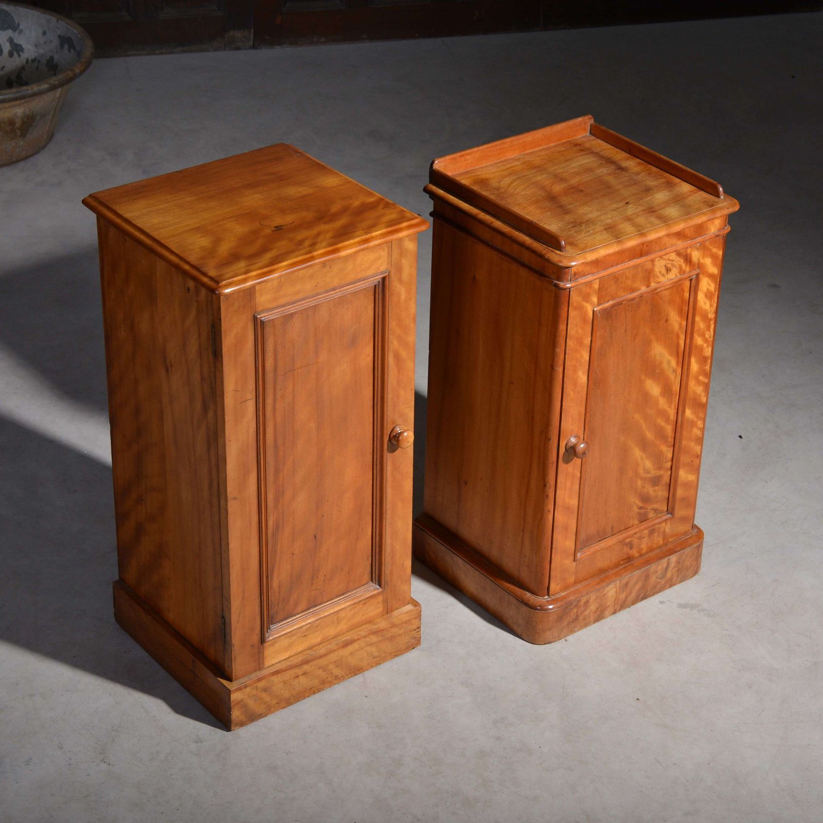 Near Pair Of Satin Birch Bedside Cabinets photo for sale