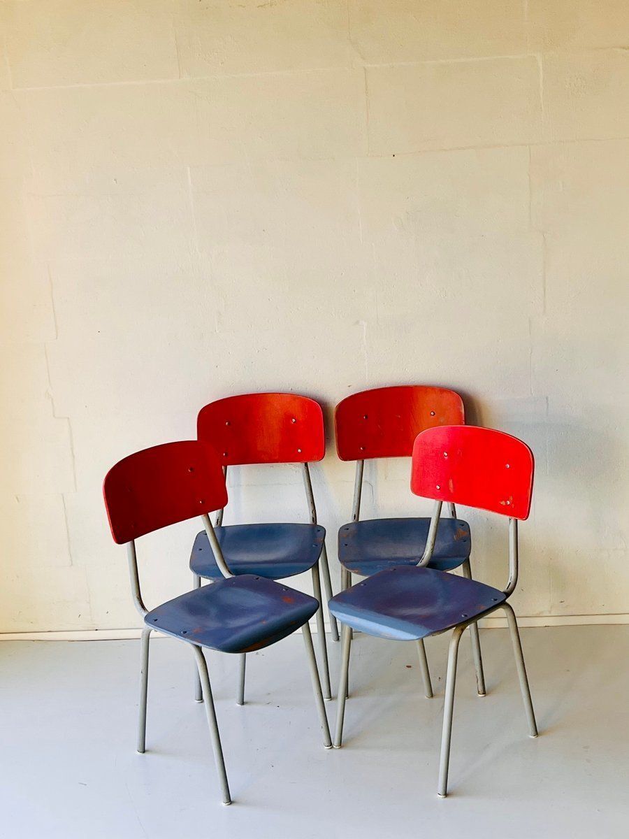Vintage School Chairs, 1970s, Set Of 4 photo Furniture