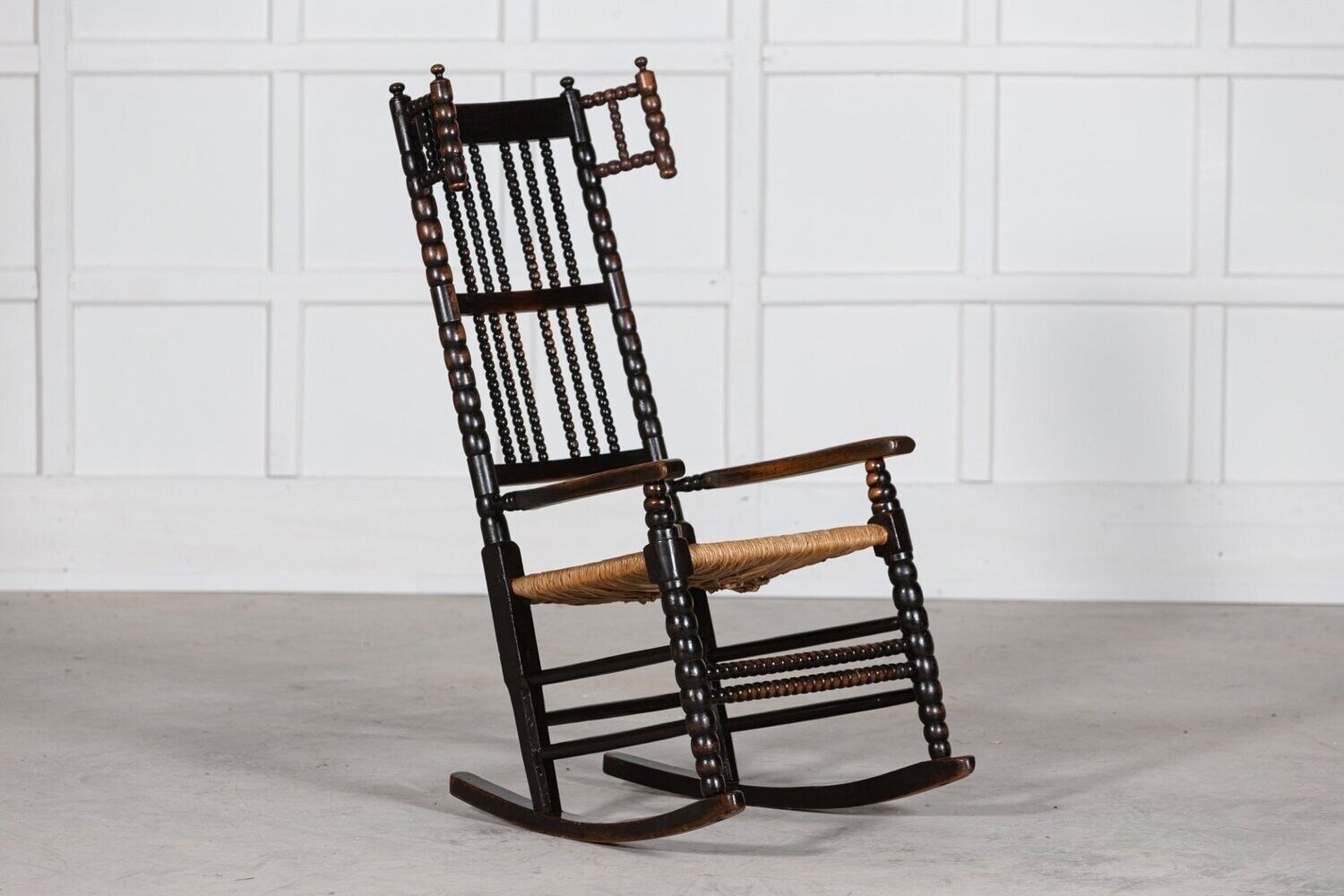 Ernest Gimson Style Ash & Elm Bobbin Turned Rocking Chair photo for sale