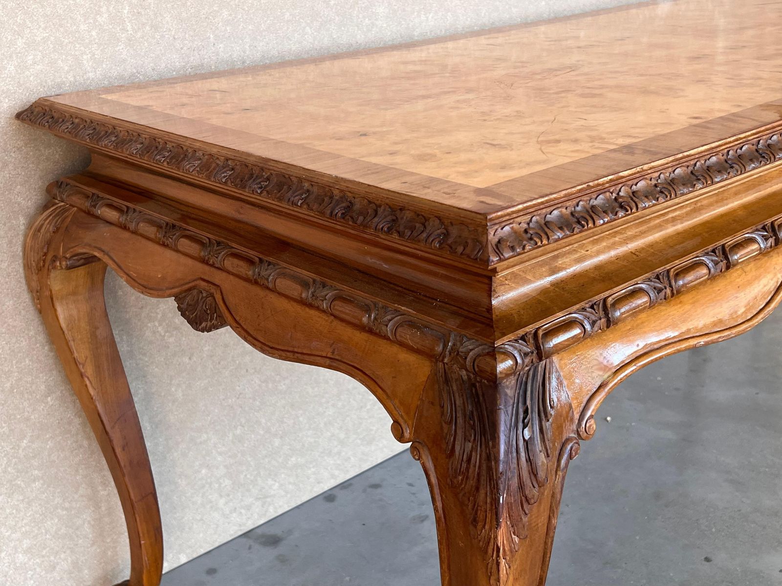 20th Root Oak Dining Room Table With Carved Edges photo vintage