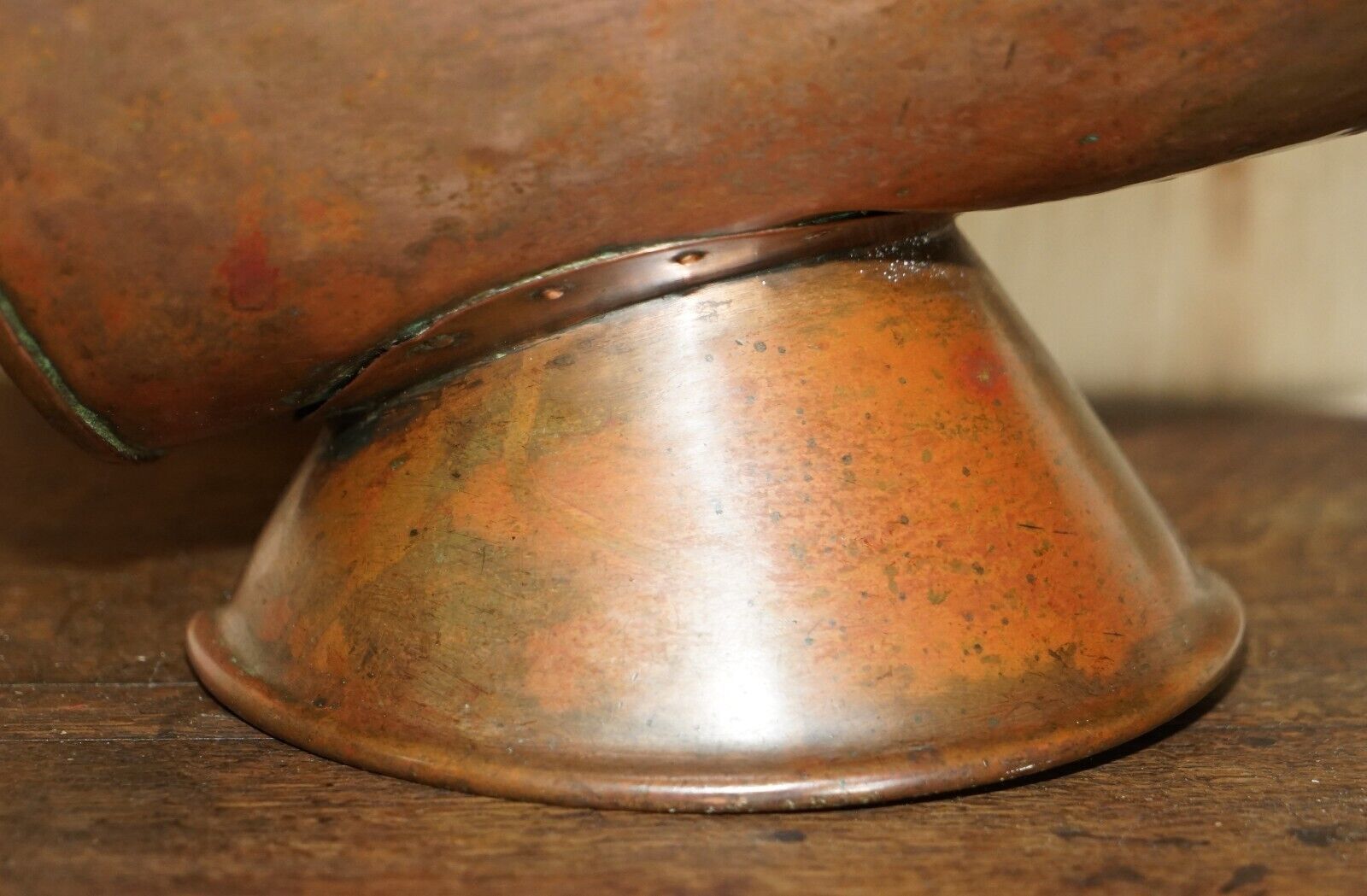 Antique Circa 1860 English Copper Coal Helmet Scuttle For Fireplaces Mantles photo 650.0