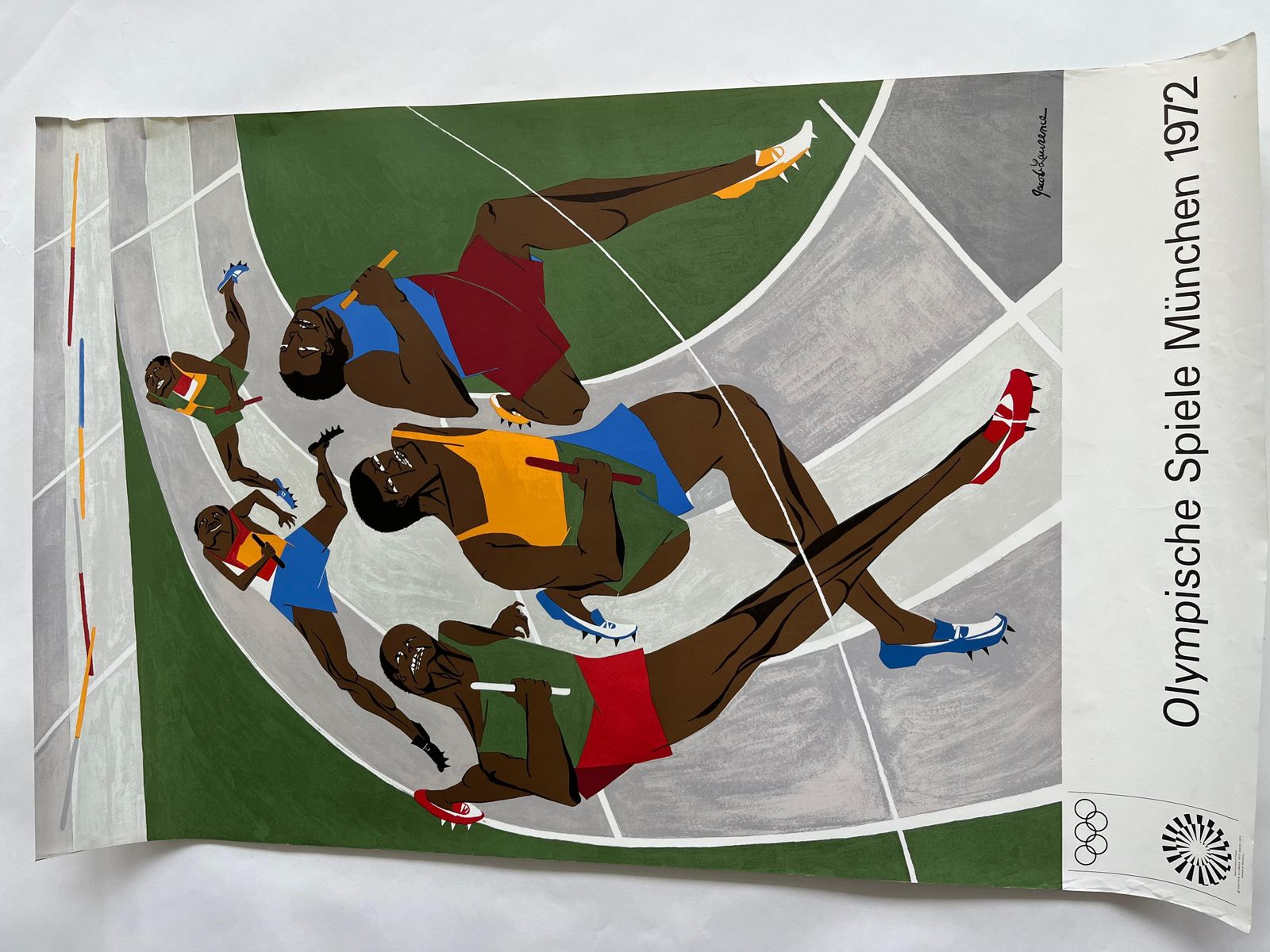 Jacob Lawrence Poster The Relay Race Lithograph Olympic Games Munich 1972 photo 888.0