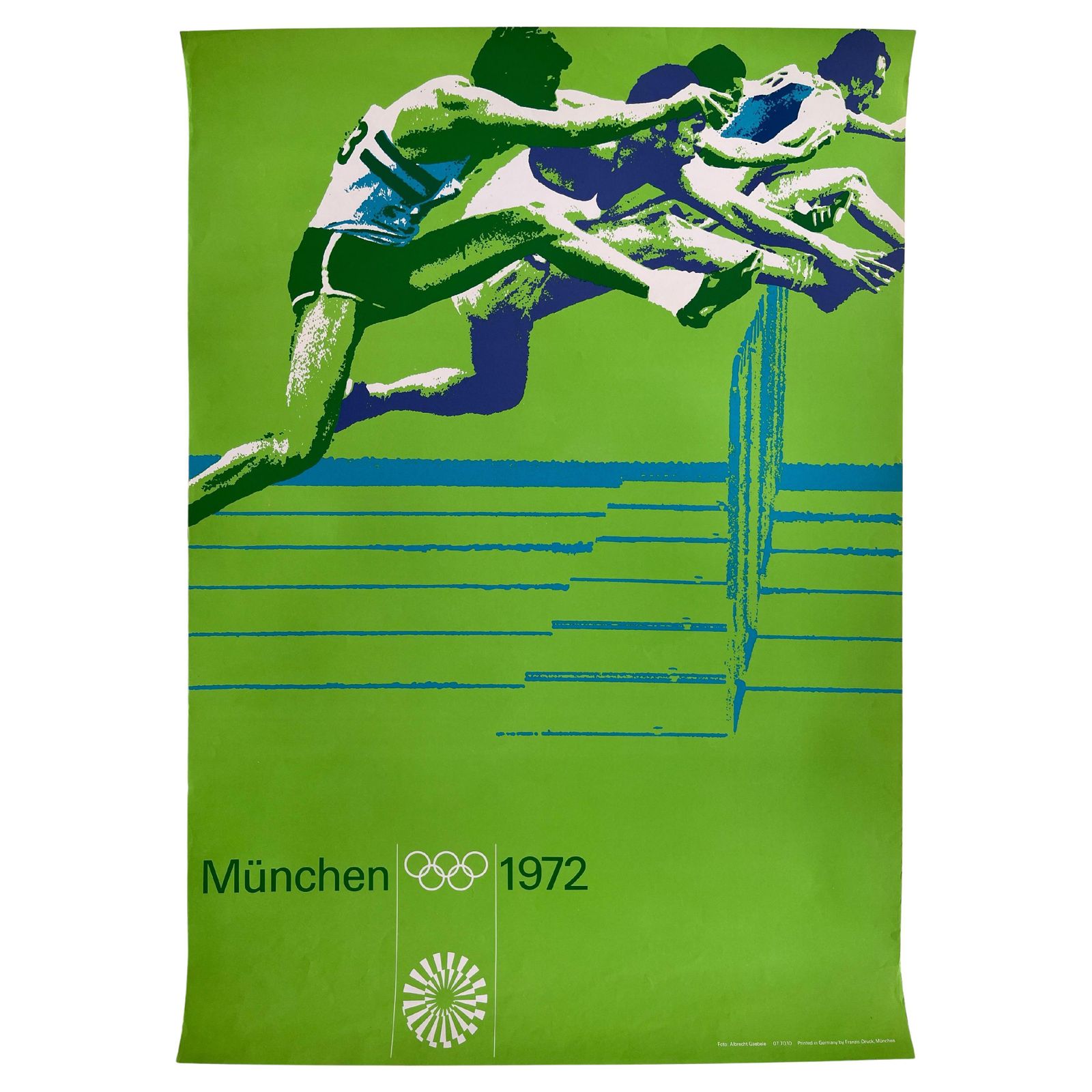 Otl Aicher Olympic Games Munich 1972, Running Over Obstacles, Original Poster
