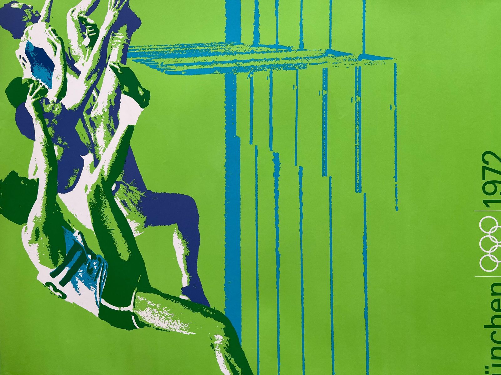 Otl Aicher Olympic Games Munich 1972, Running Over Obstacles, Original Poster photo for sale