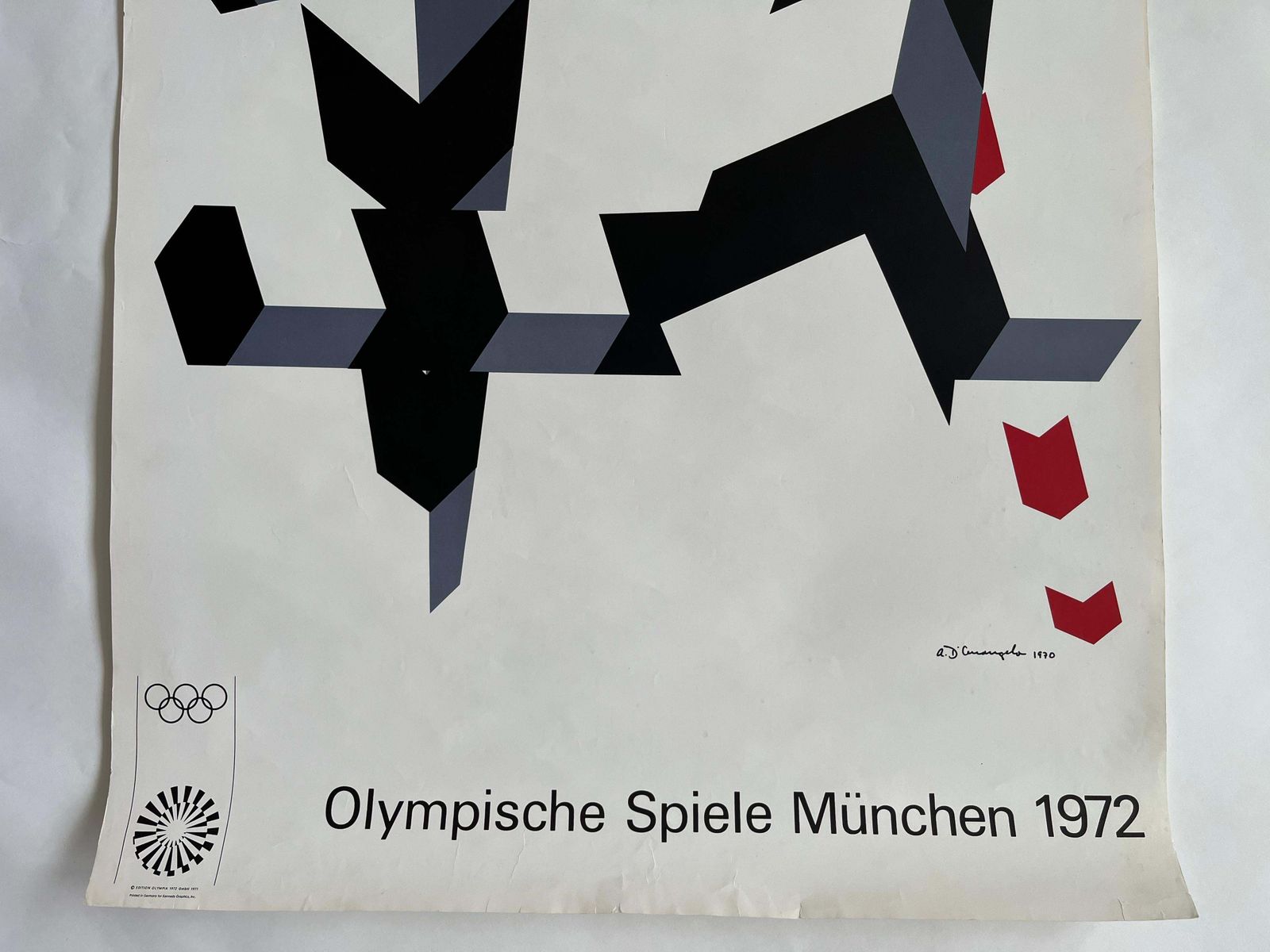 Allan D'arcangelo, Original Rare Poster, Olympic Munich Games 1972 photo vinterior