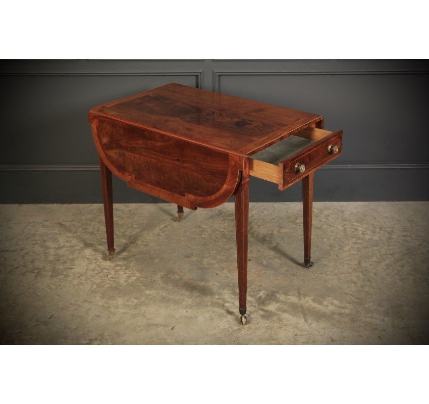 Georgian Mahogany Inlaid Pembroke Table photo for sale
