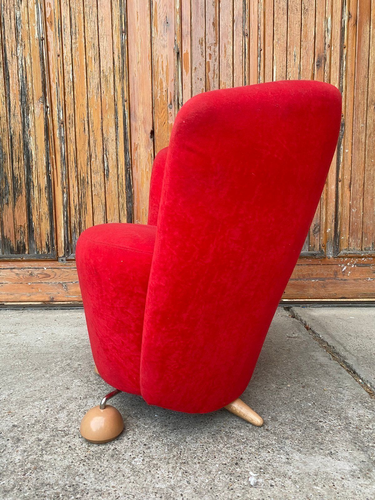 Mid Century Red Armchair With Special Legs, 1950s photo furniture