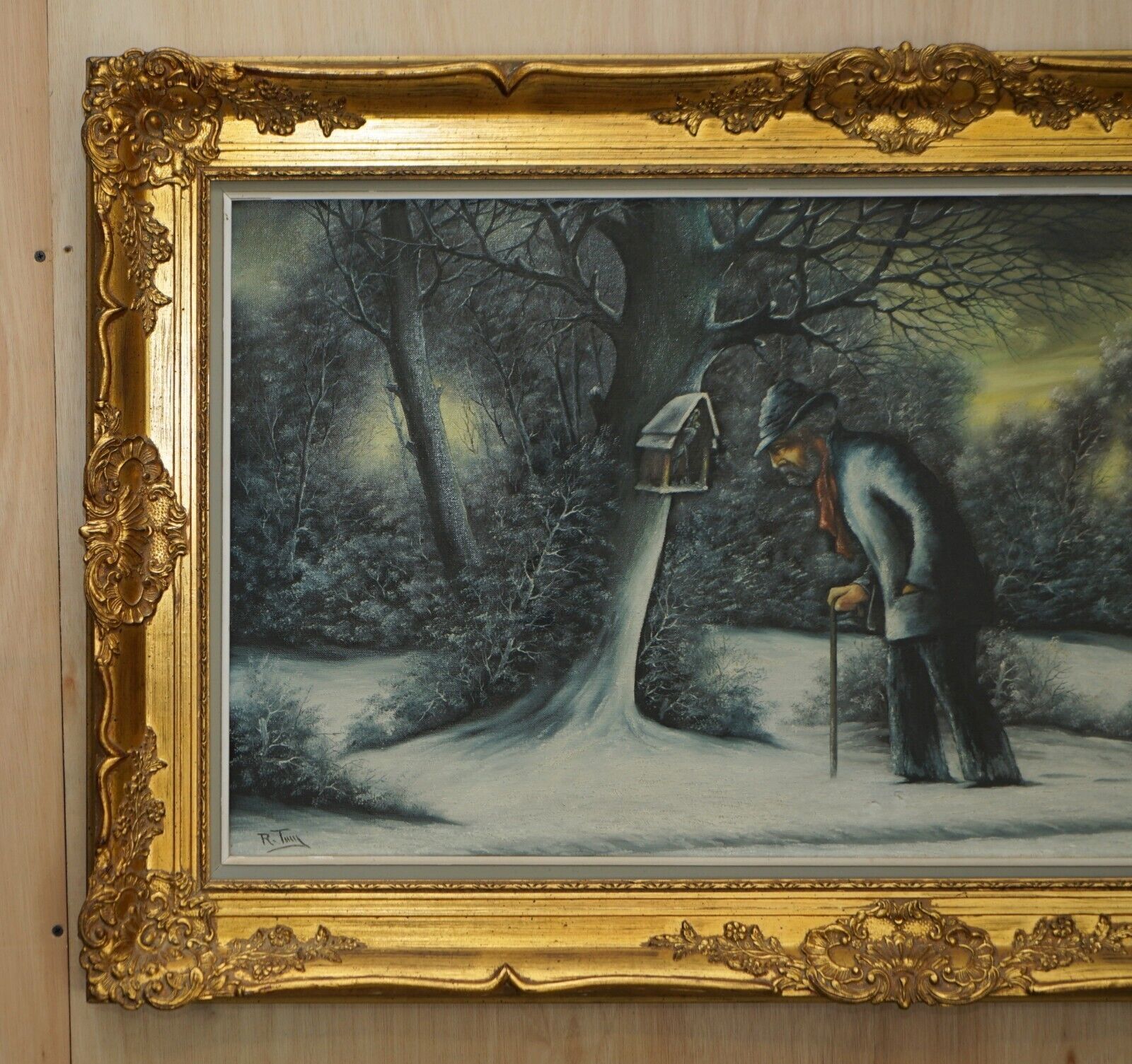 Stunning Victorian Large Scaled Dutch Oil Painting Of A Winter Scene By R Tuey photo furniture