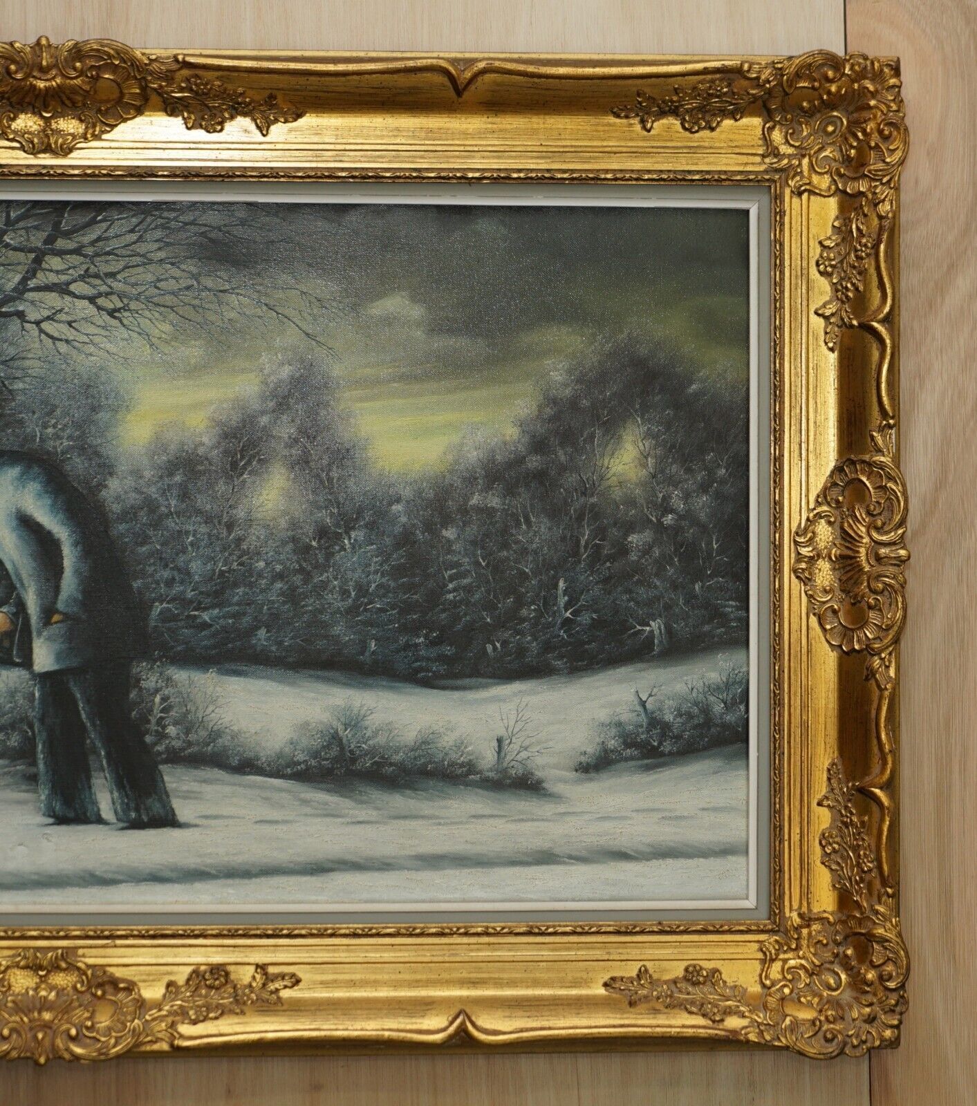 Stunning Victorian Large Scaled Dutch Oil Painting Of A Winter Scene By R Tuey photo Art