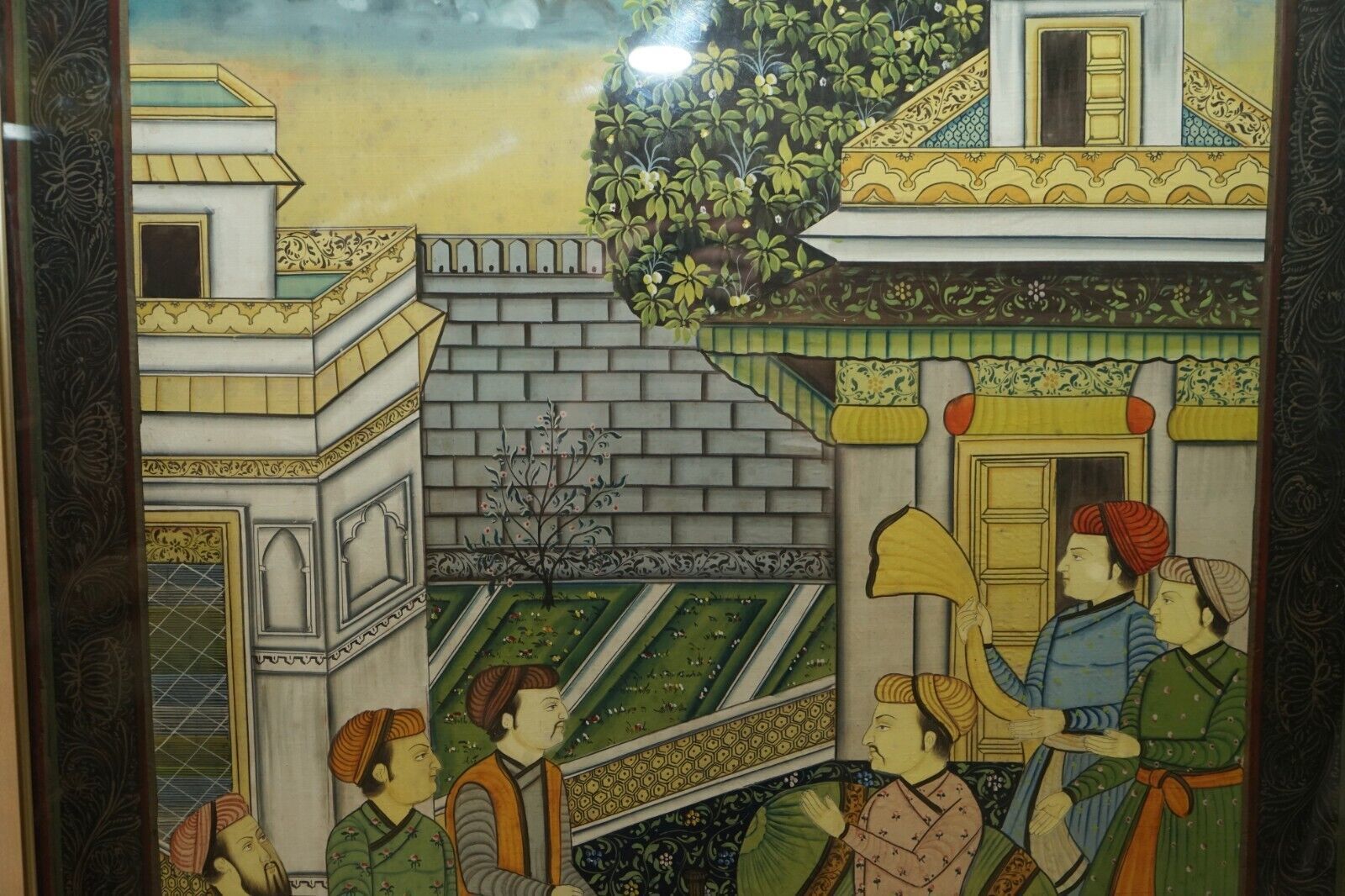 Pair Of Collectable Antique Persian Hand Painted Oriental Scenes On Silk Framed photo buy