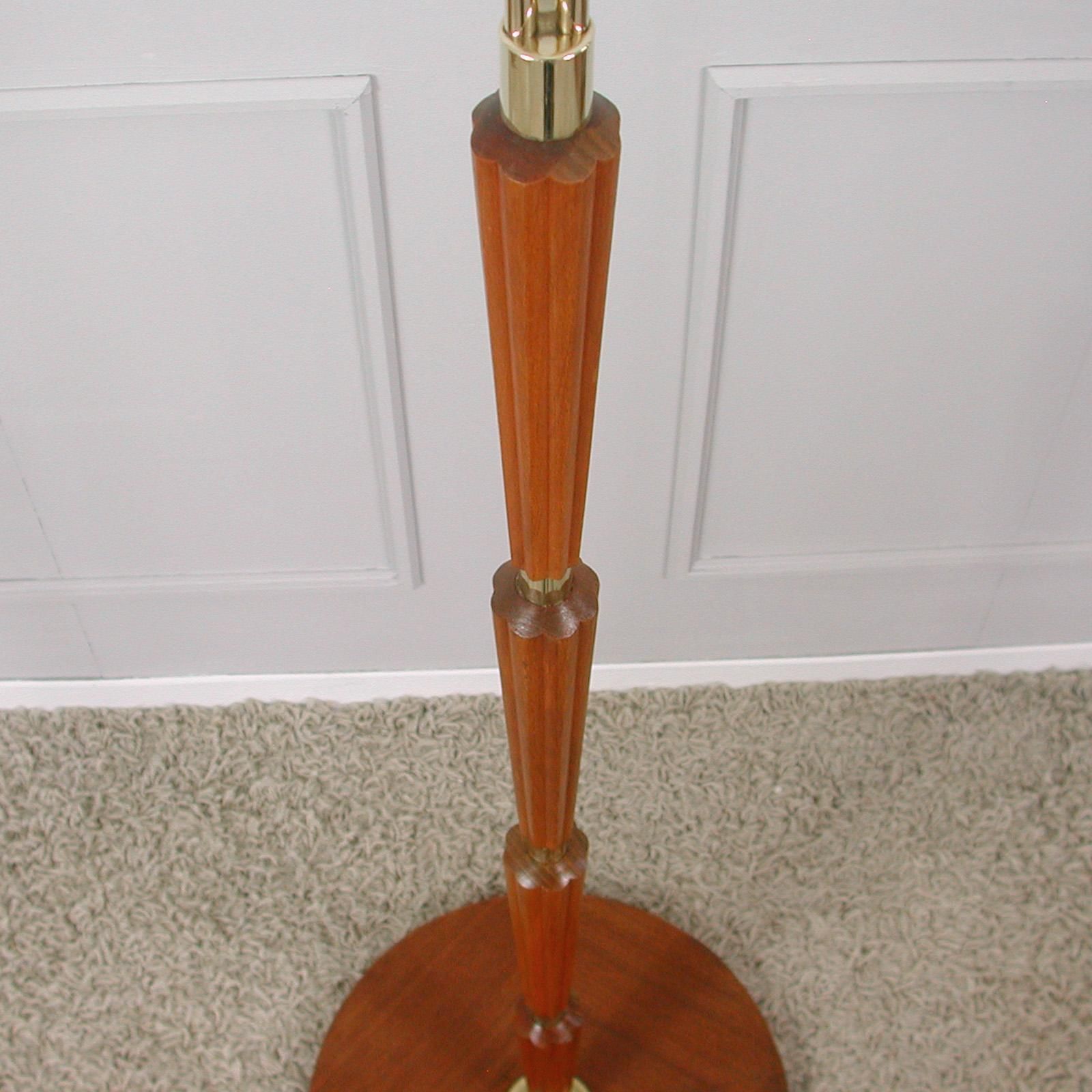 photo furniture Swedish 1940s Teak & Brass Organic Modernist Floor Lamp