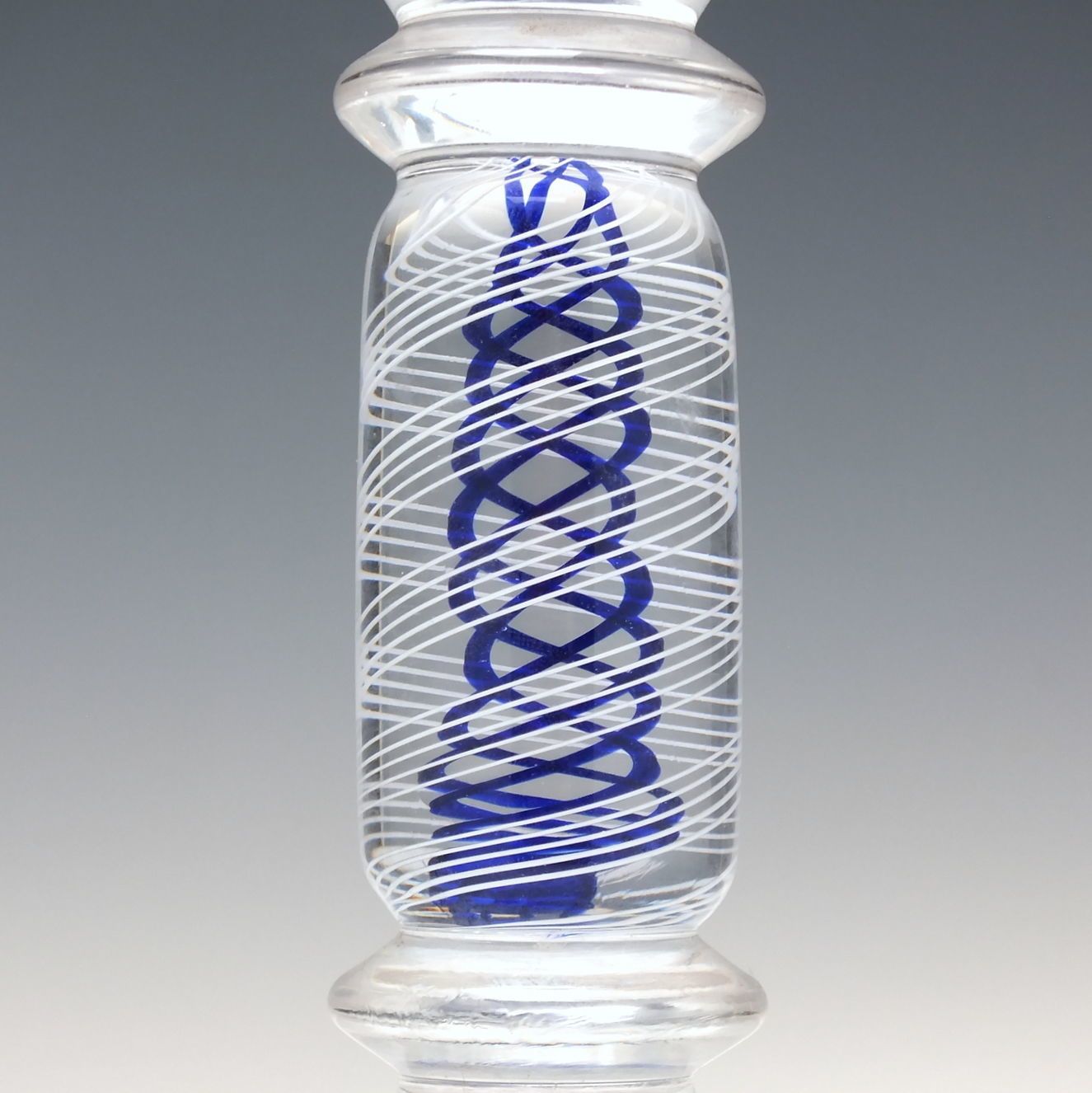 Scottish Mike Hunter Blue Colour Twist Glass Candle Stick 2001 photo furniture