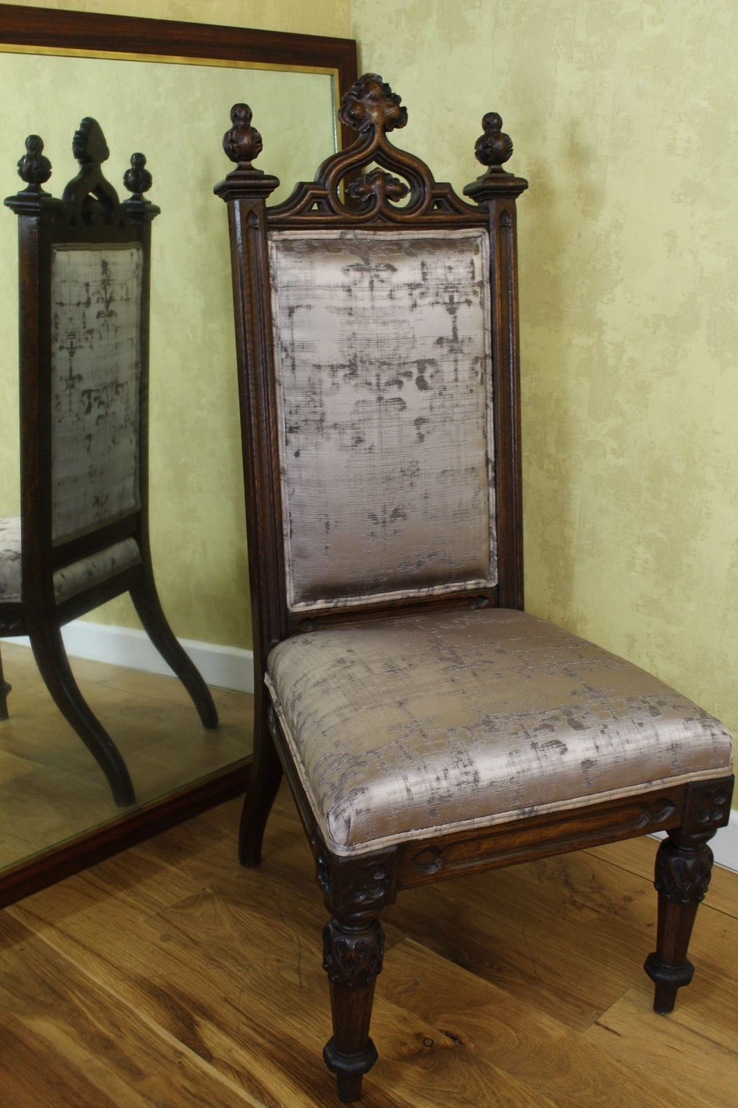 Victorian Gothic Revival Oak Side Chair C 1860’s photo vinterior