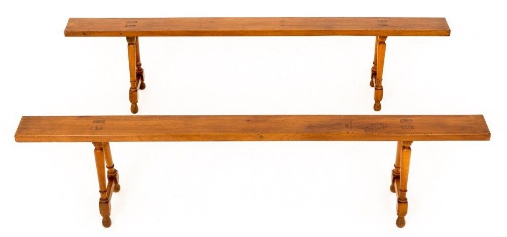 Pair Antique French Stools   Cherry Wood Benches 1870 photo Furniture