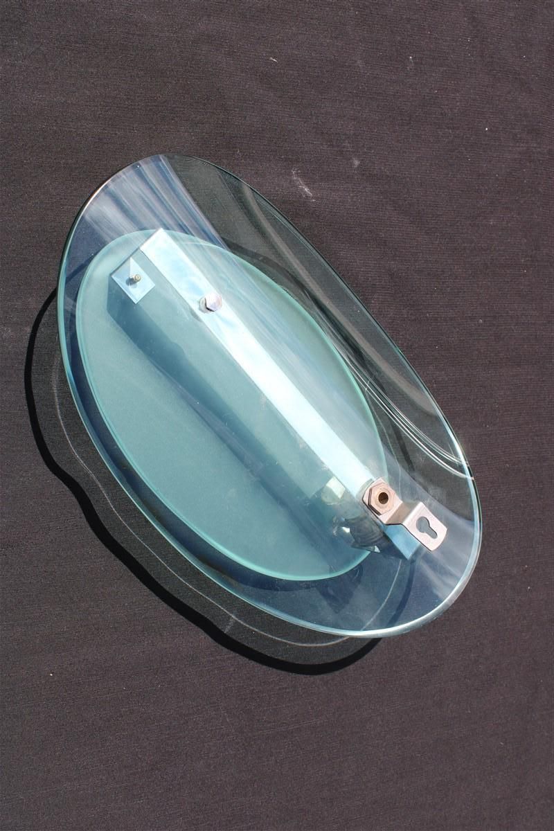 Mid Century Fontana Arte Style Concave Green Nile Crystal Wall Lamp photo 831.0
