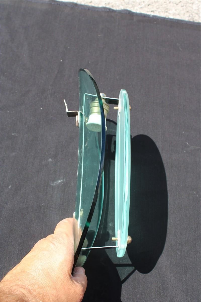 Mid Century Fontana Arte Style Concave Green Nile Crystal Wall Lamp photo vinterior