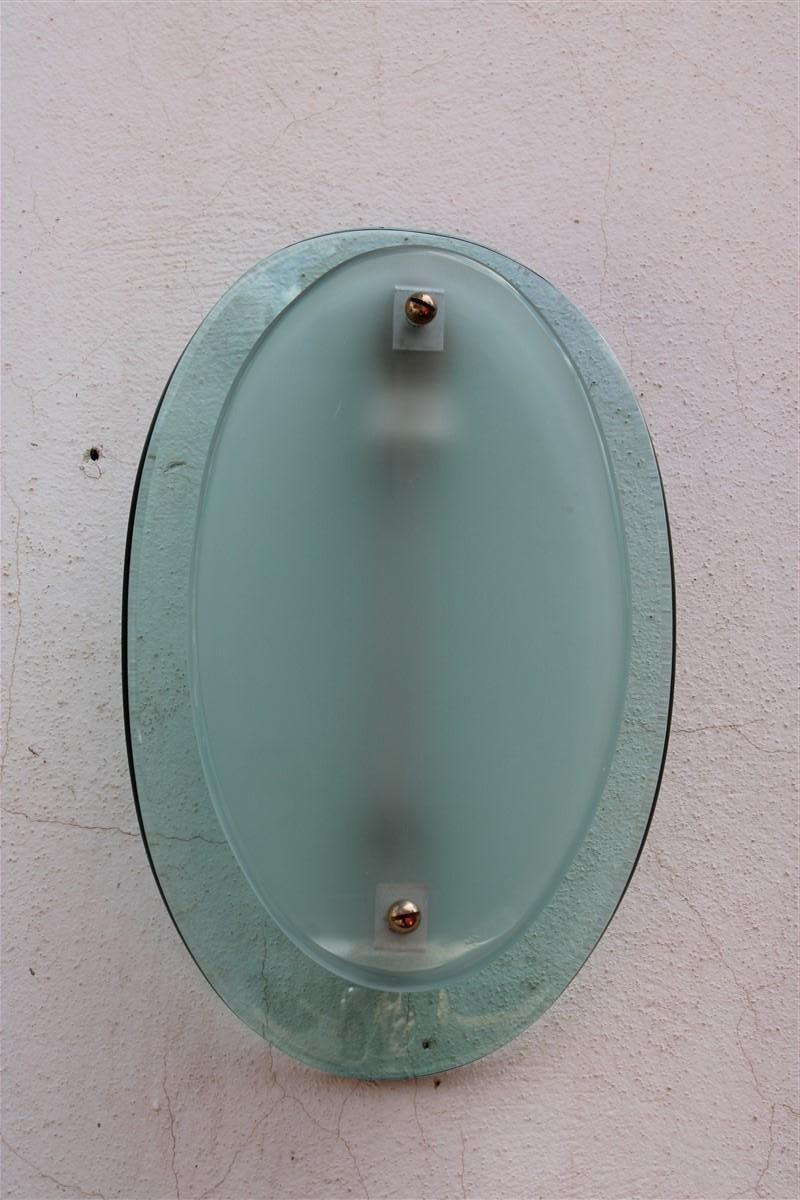 Mid Century Fontana Arte Style Concave Green Nile Crystal Wall Lamp photo buy