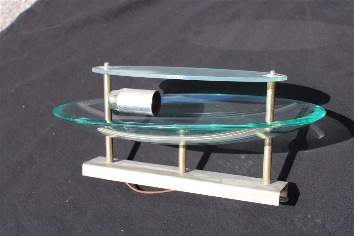 Italian Mid Century Concave Glass Wall Lamp 1950s Fontana Arte Style photo Lighting