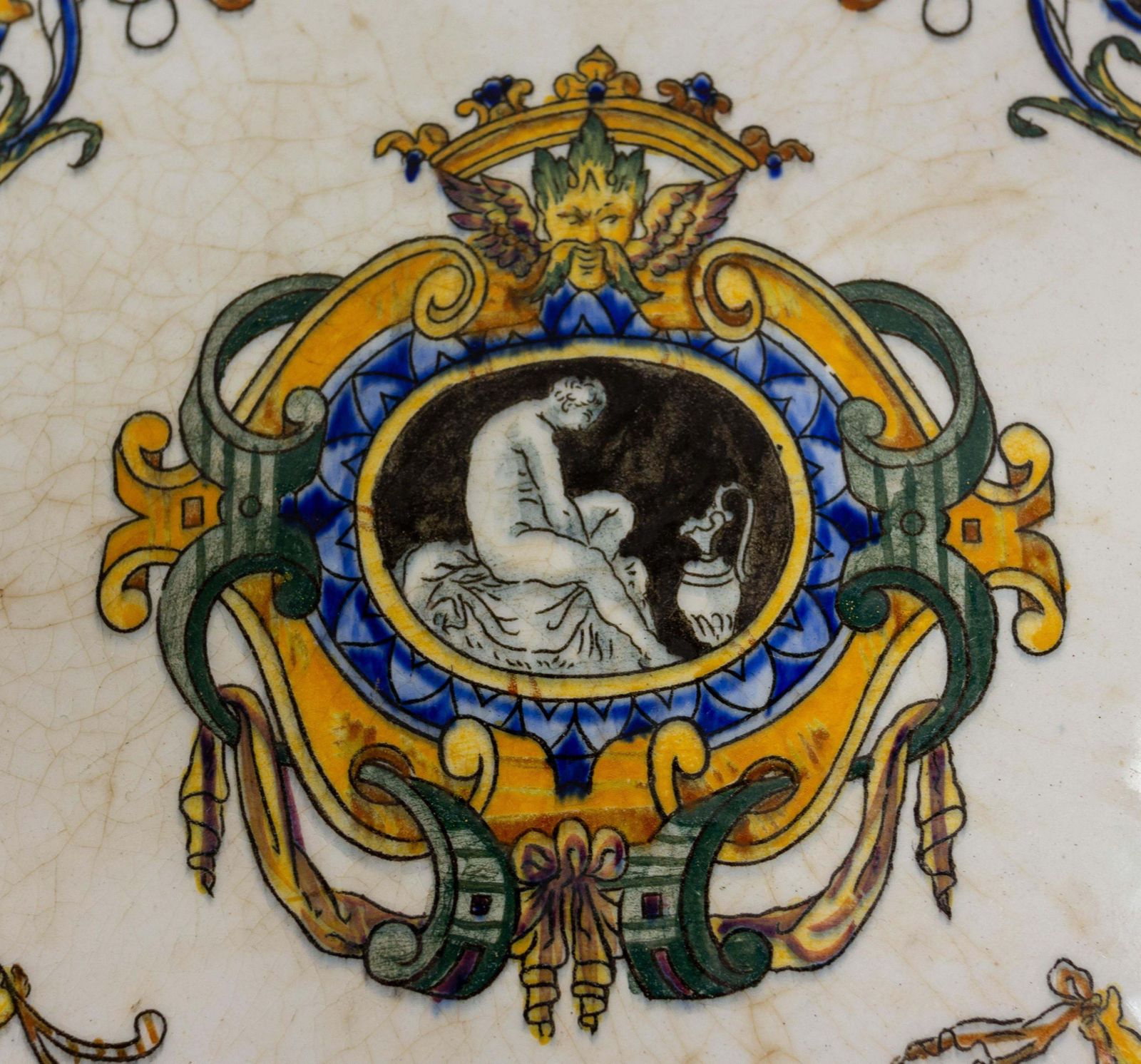 Plat ou plateau en porcelaine peint à la main, décor Chinoiserie, fin du XIXe siècle photo 328.95