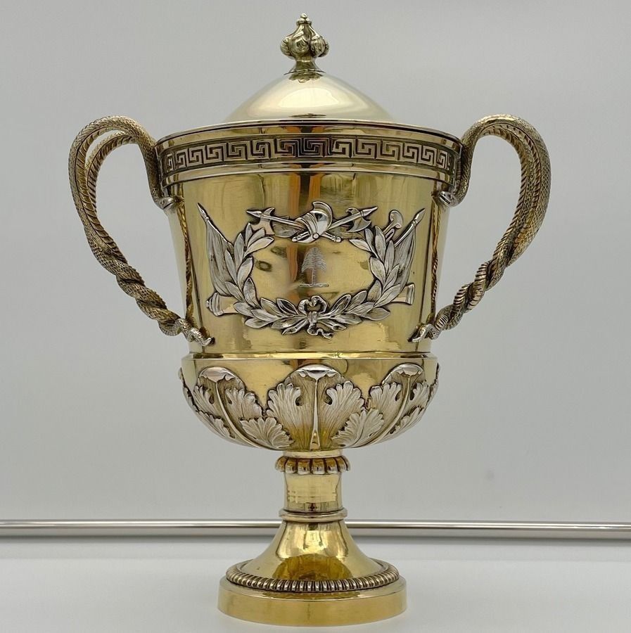 Early 19th Century Antique George III Silver Gilt Cup & Cover London 1807 Peter Carter photo for sale