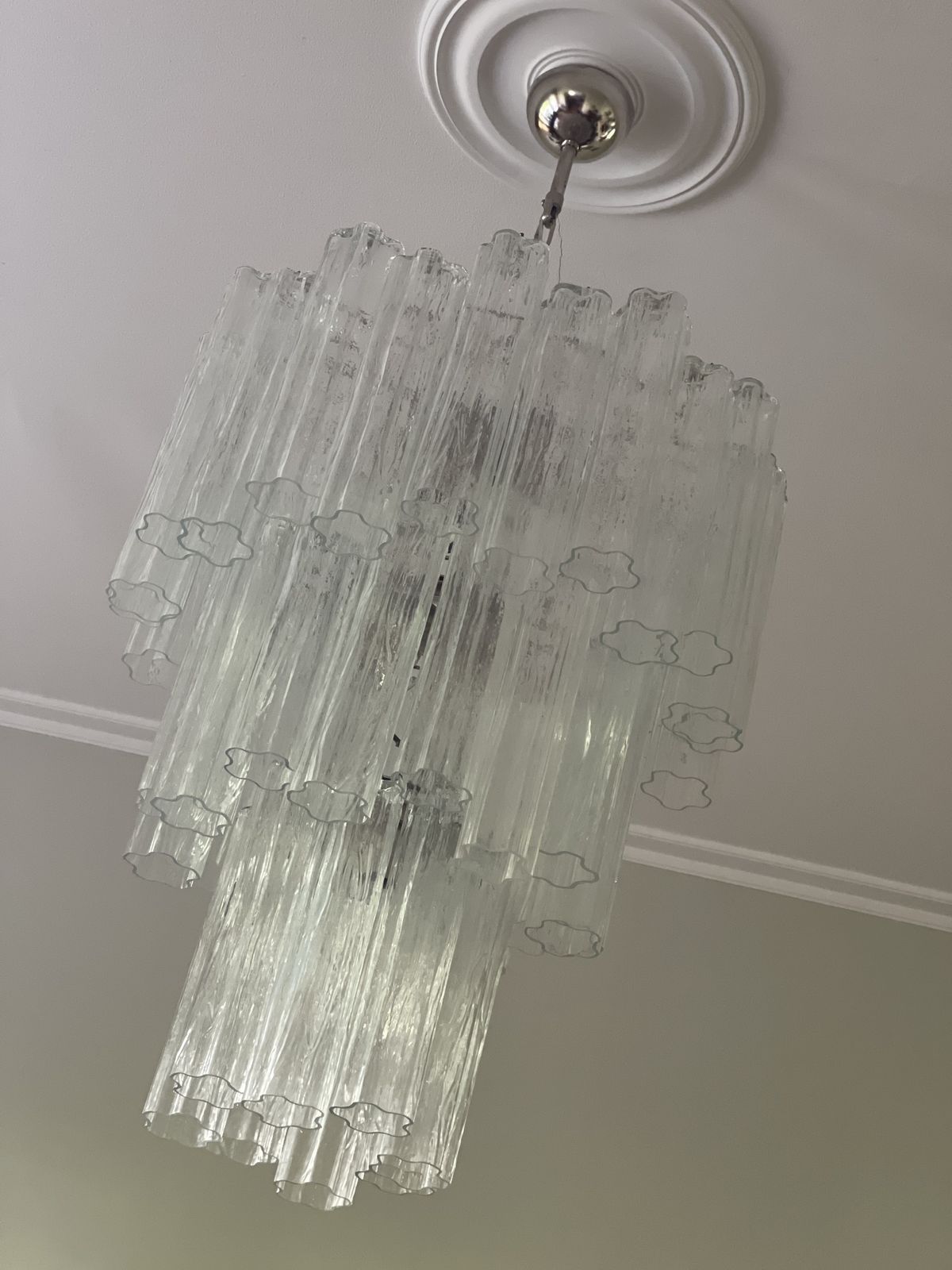 Murano Glass Chandelier 'Tubular'. Xl photo vinterior