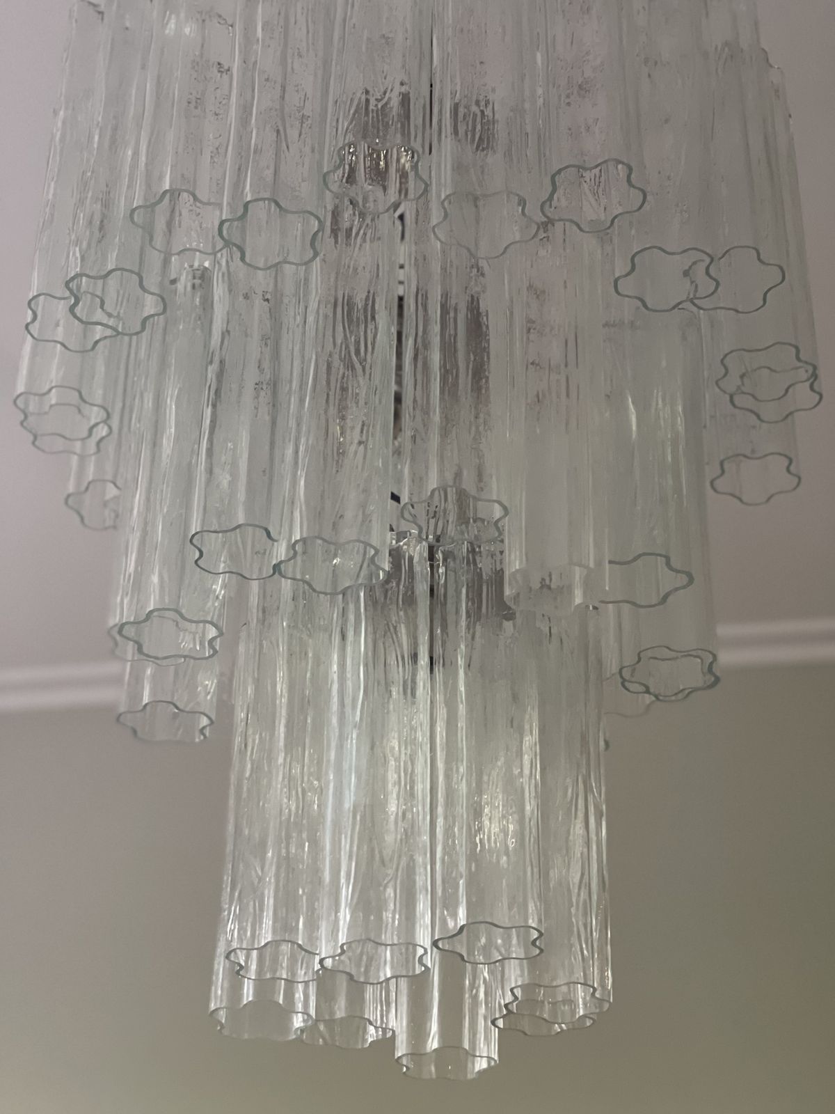 Murano Glass Chandelier 'Tubular'. Xl photo vintage