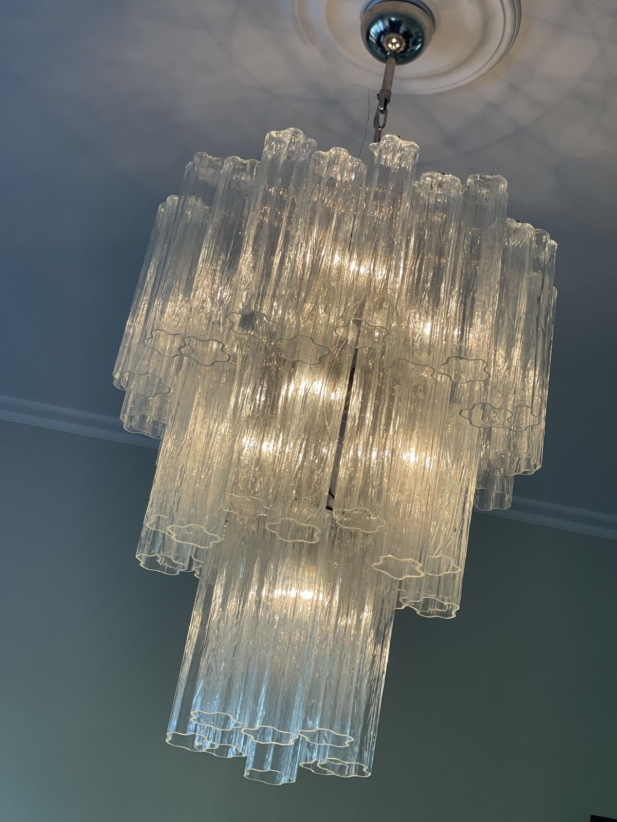 photo for sale Murano Glass Chandelier 'Tubular'. Xl
