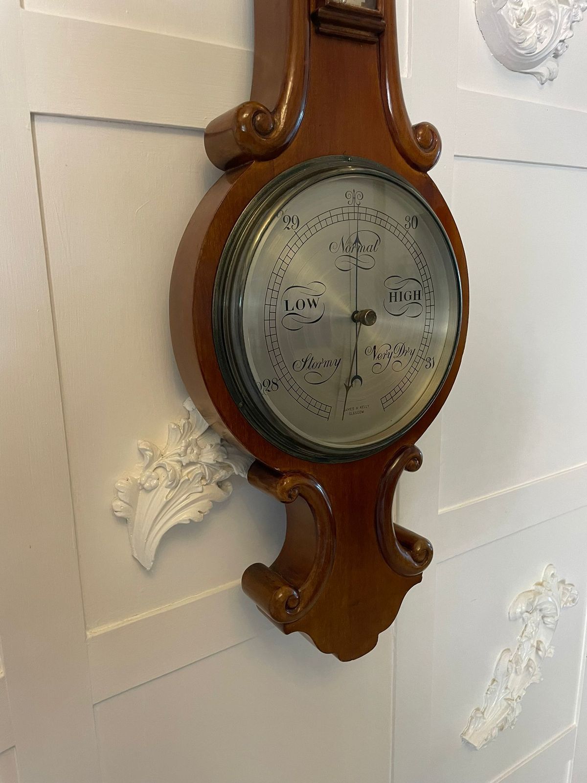 Antique Quality Mahogany Banjo Barometer By James H Kelly Of Glasgow photo furniture