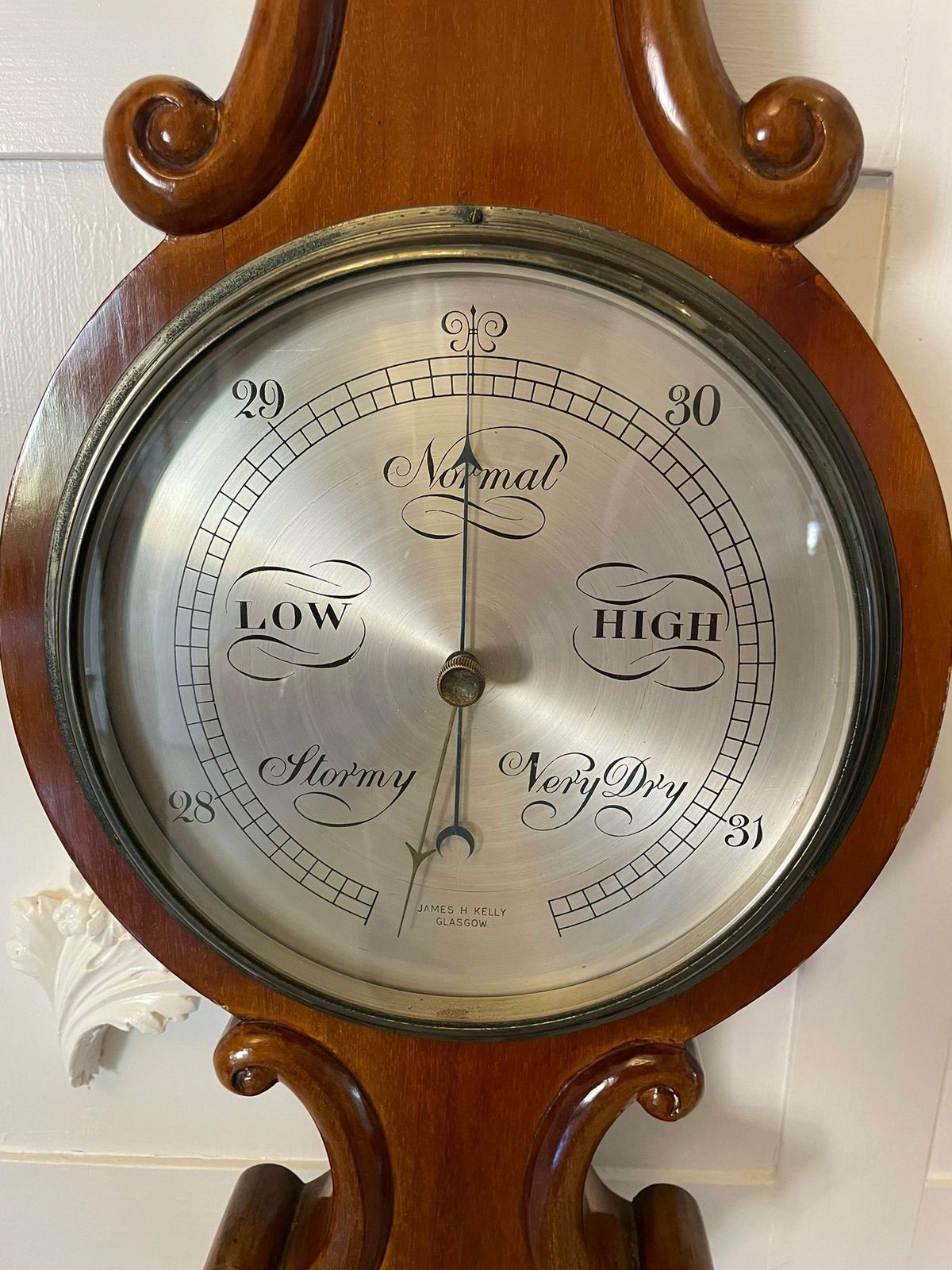Antique Quality Mahogany Banjo Barometer By James H Kelly Of Glasgow photo for sale