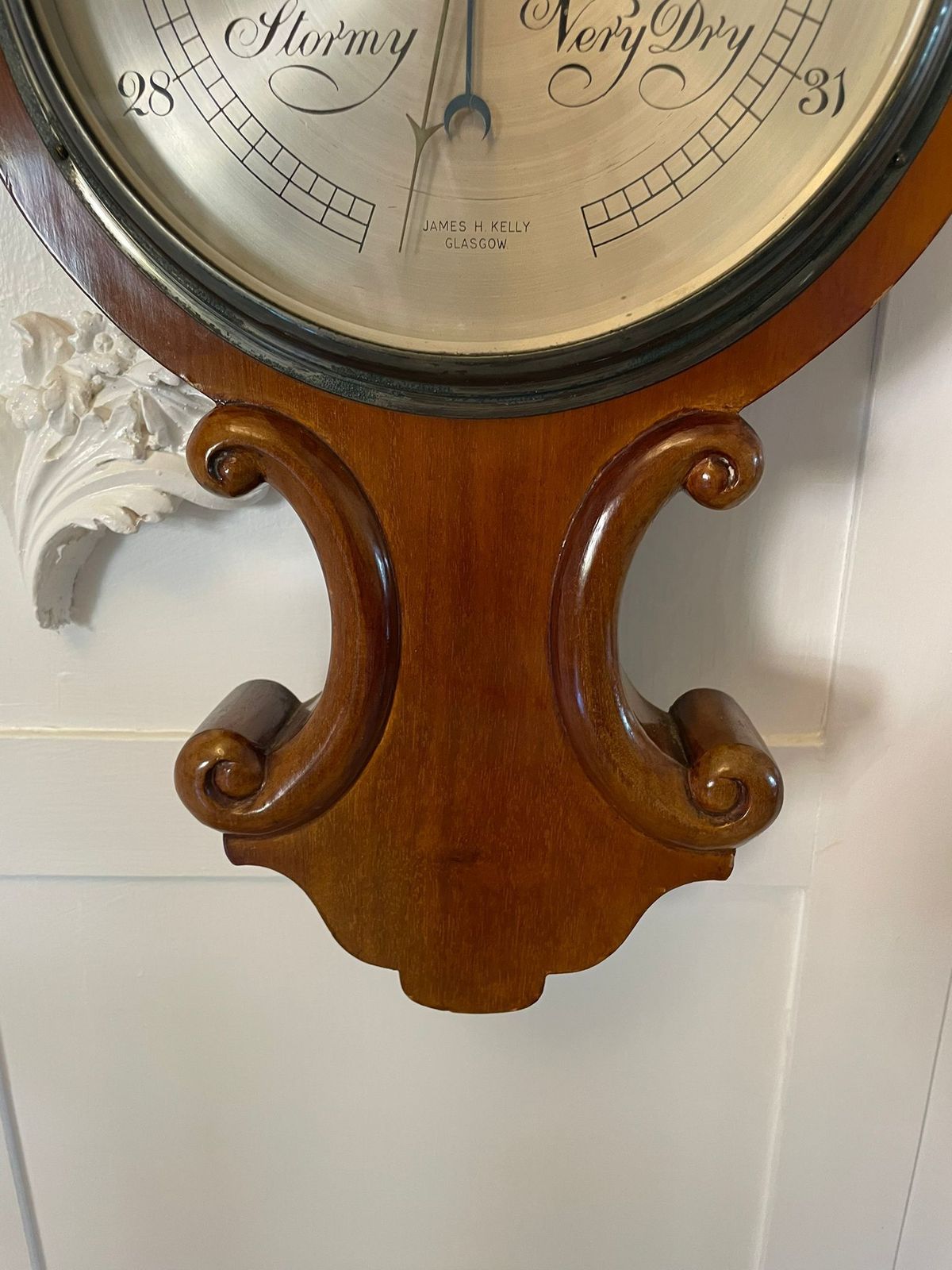 Antique Quality Mahogany Banjo Barometer By James H Kelly Of Glasgow photo Home Decor