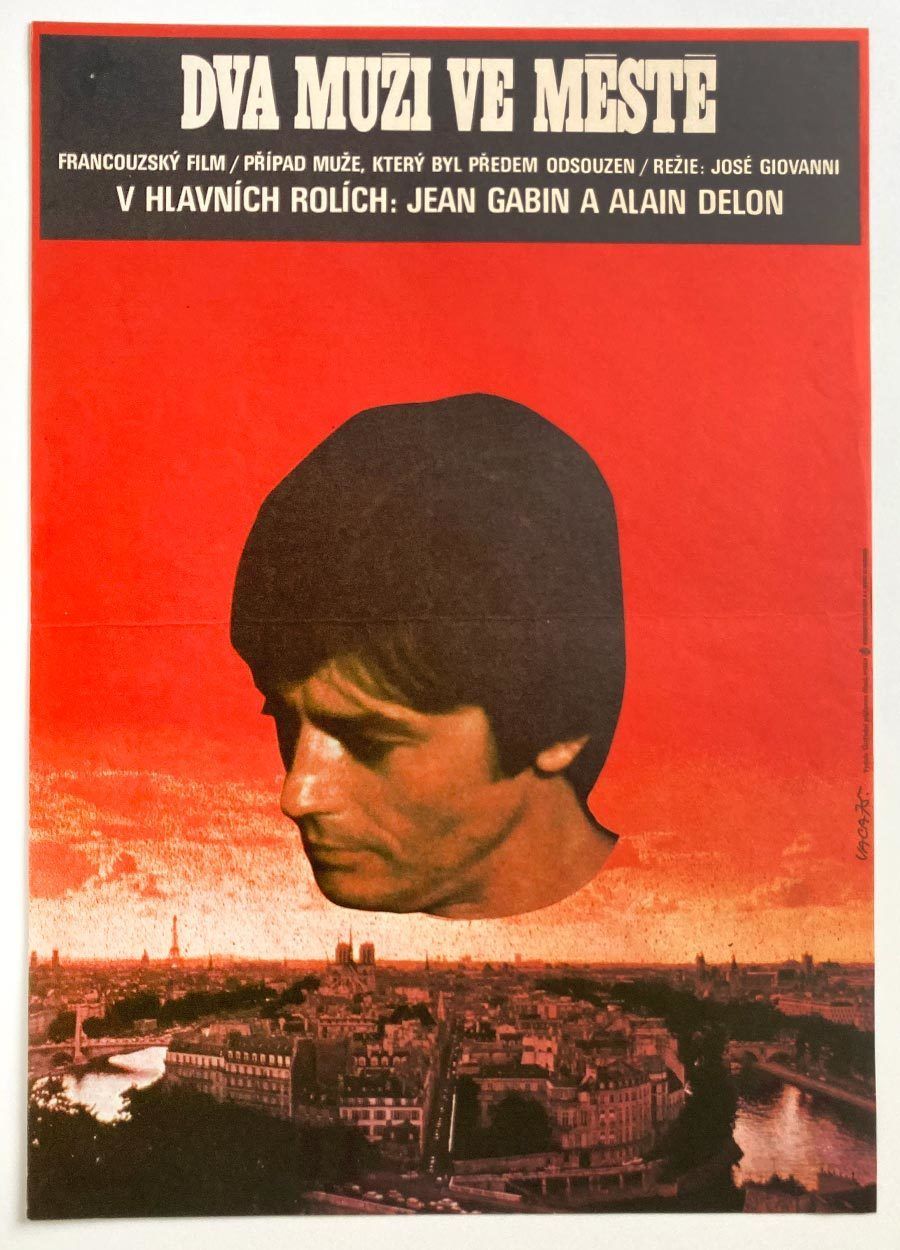 Original Film Poster, Two Men In Town, Karel Vaca, 1975, Genuine Czech Vintage Print