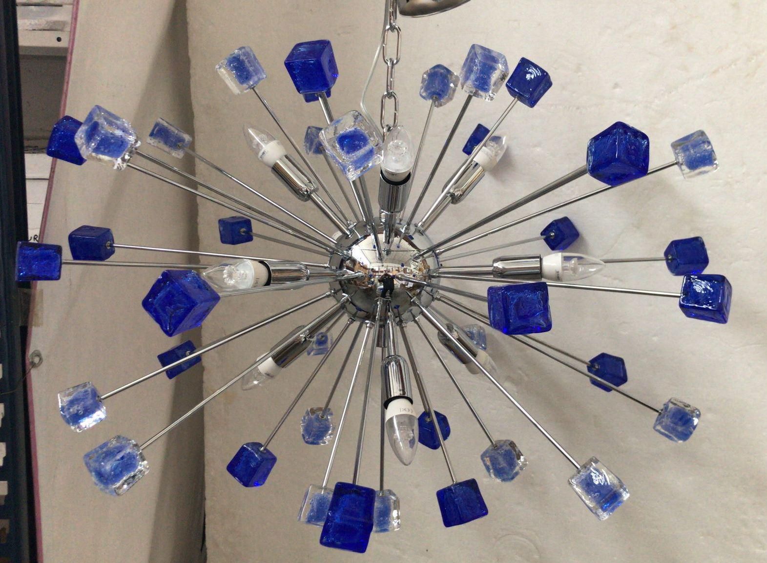 Chandelier Murano Glass Sputnik Blue Italian Handmade   Impressive photo buy