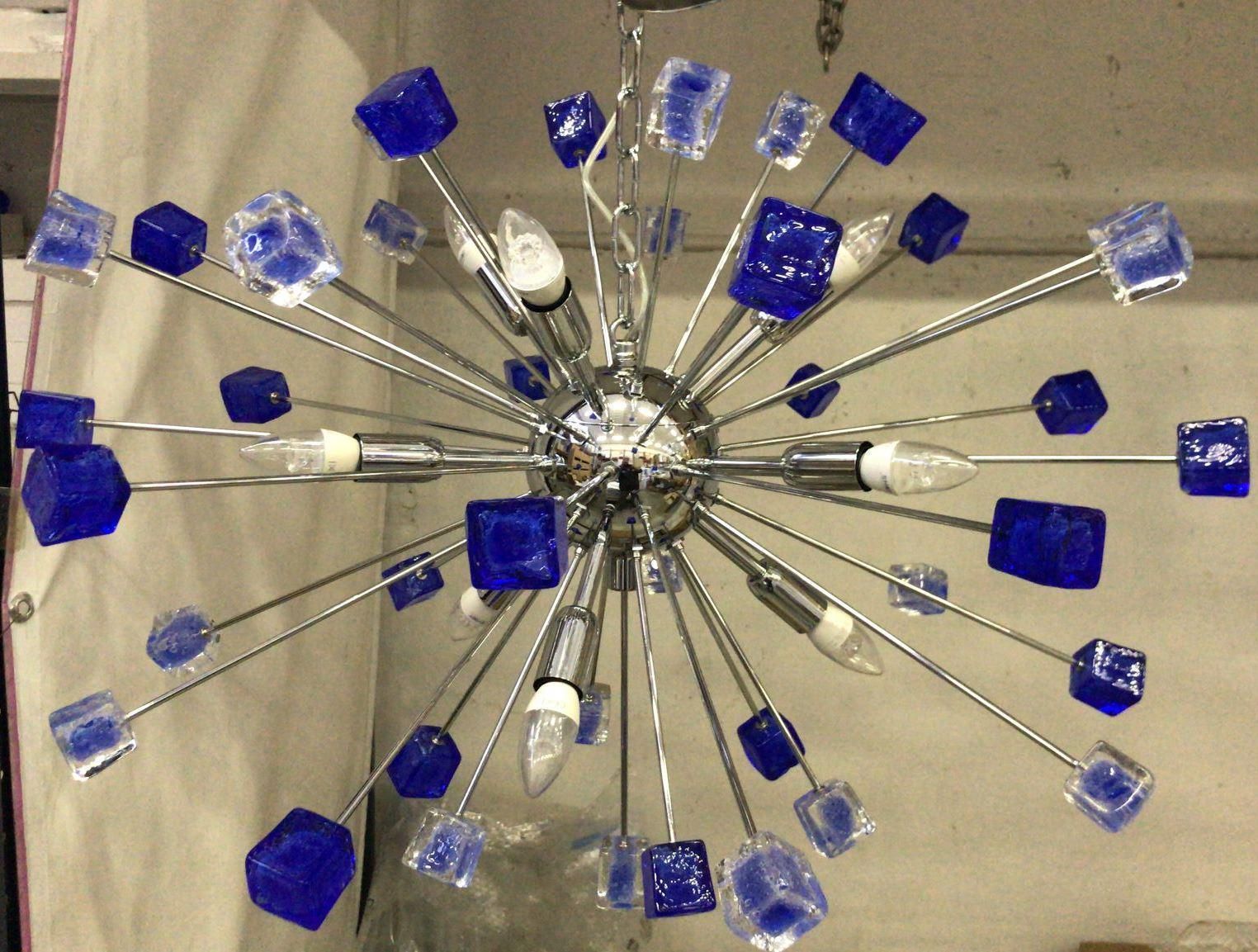 Lighting Chandelier Murano Glass Sputnik Blue Italian Handmade   Impressive photo