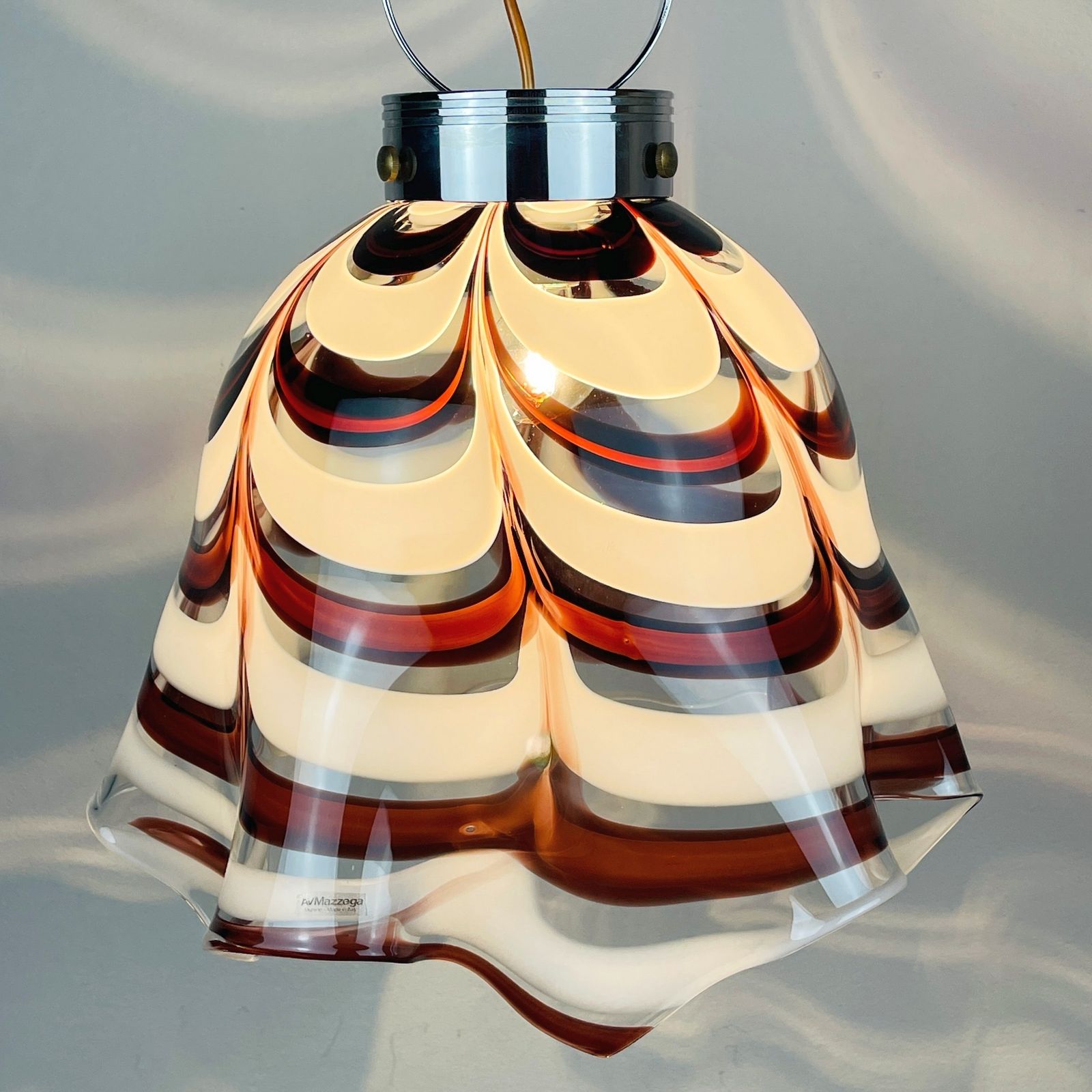 photo furniture Original Murano Glass Brown Pendant Lamp Fazzoletto By Av Mazzega Italy 1970s