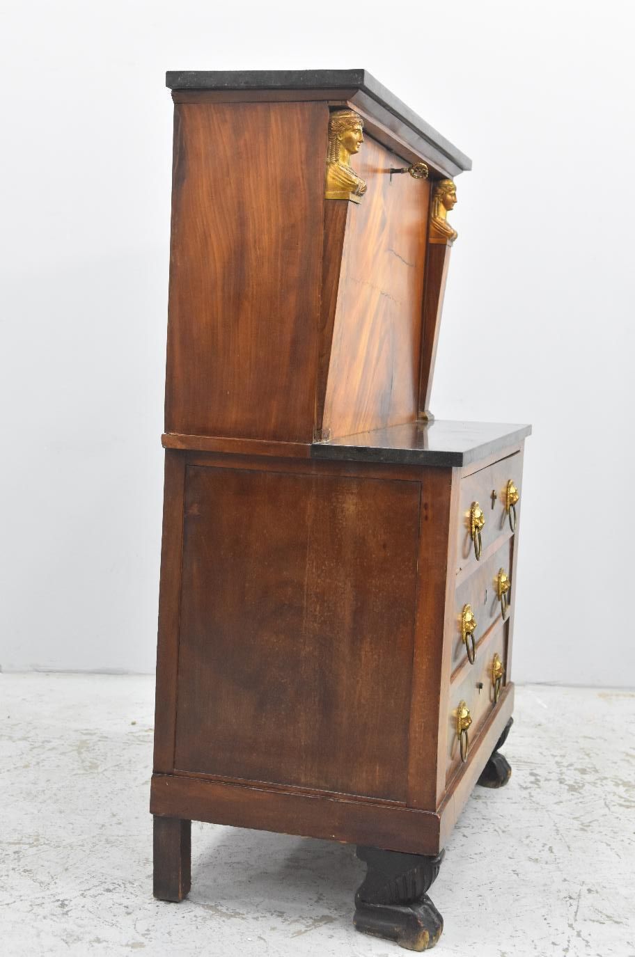 Empire Period Flamed Mahogany Secretary Back From Egypt photo for sale