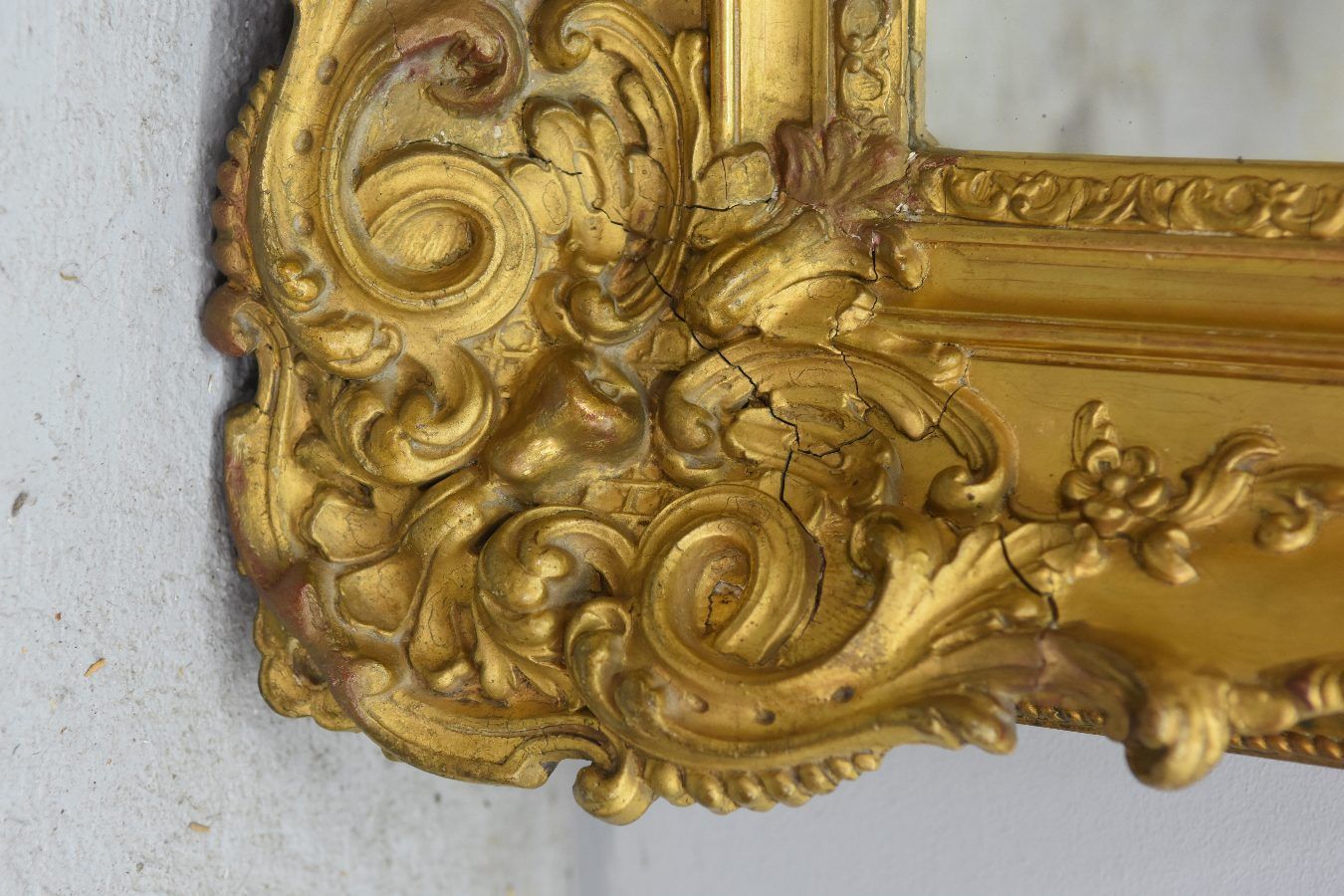 Frame With Wooden Ears And Gilded Stucco, Late 19th Century photo for sale